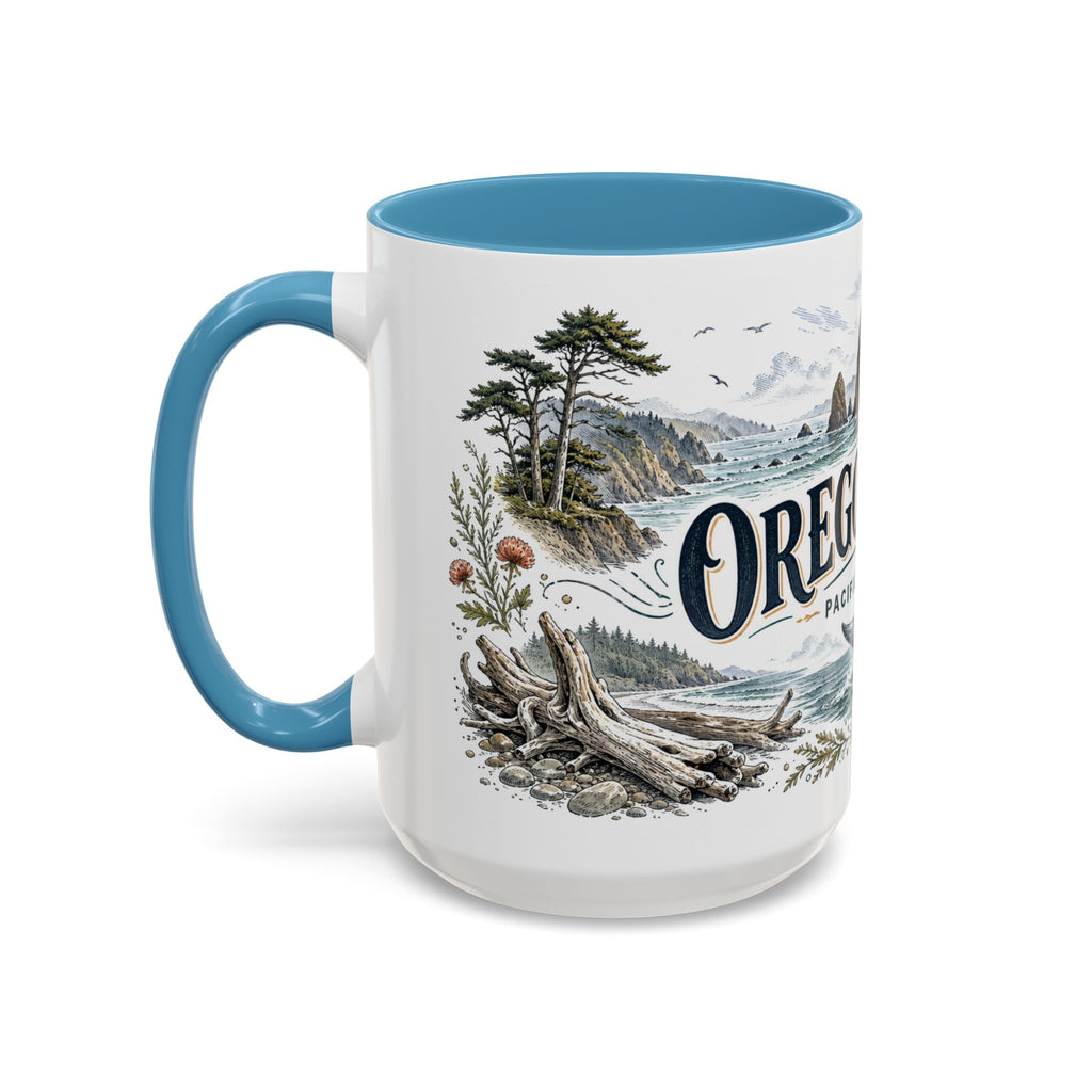 Oregon Coast Mug, Pacific Northwest Travel Souvenir, Bucket List Gift, Accent Ceramic Coffee Mug 11oz 15oz