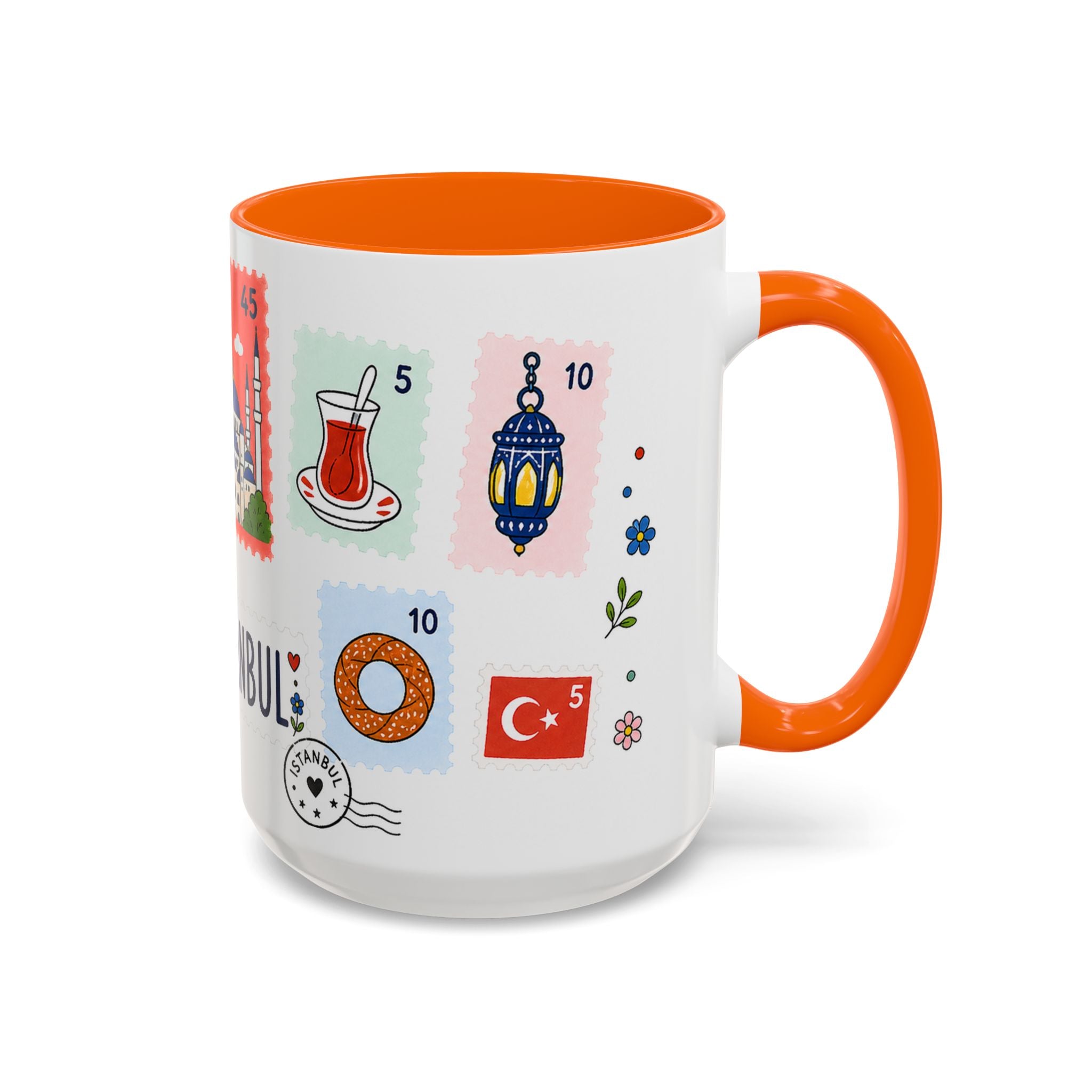 Istanbul Coffee Mug | Postage Stamp Collage Mug | Travel Souvenir Accent Cup 11oz 15oz