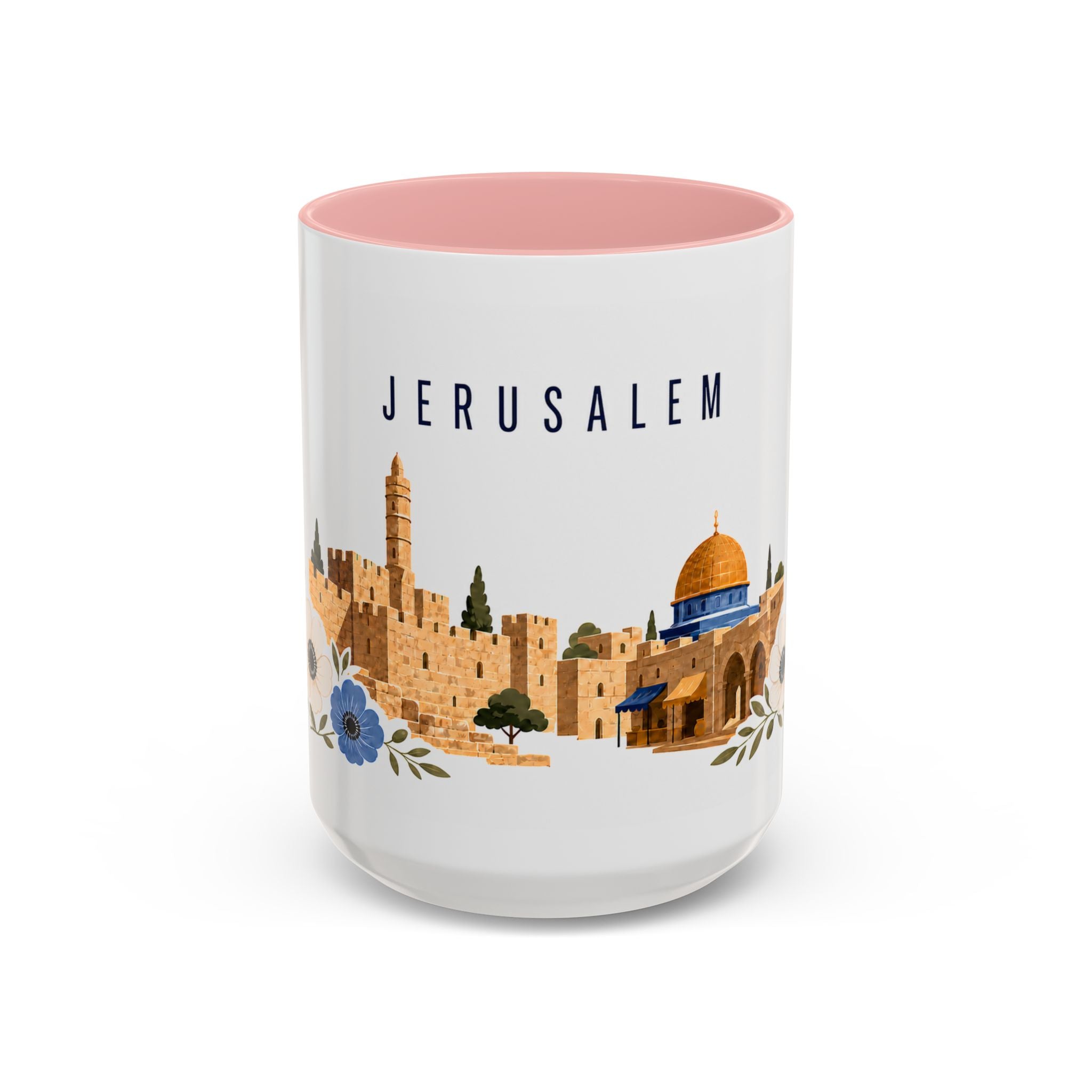 Jerusalem Coffee Mug | Israel Travel Souvenir | Porcelain Decal City Gift | 11oz 15oz Accent Mug