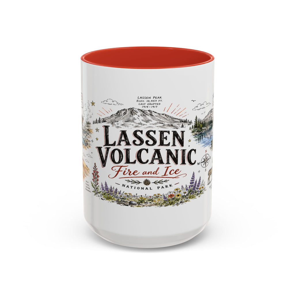 Lassen Volcanic National Park Coffee Mug | California Volcano Geothermal Hiking Gift | Accent Color Ceramic 11oz 15oz