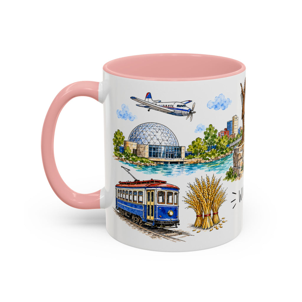 Wichita Illustrated Travel Mug | City Souvenir Accent Coffee Mug | 11oz 15oz Ceramic Cup