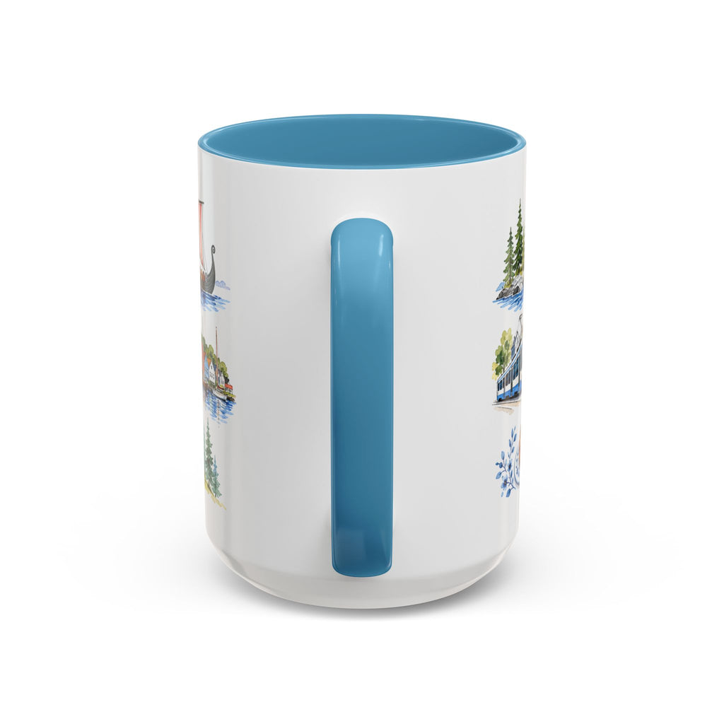 Oslo Illustrated Travel Mug | City Souvenir Accent Coffee Mug | 11oz 15oz Ceramic Cup