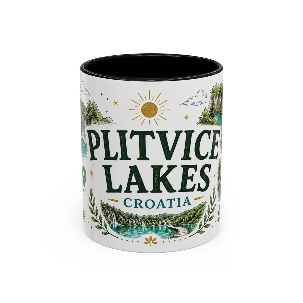 Plitvice Lakes Coffee Mug | Travel Destination Souvenir Gift | Accent Color Ceramic 11oz 15oz