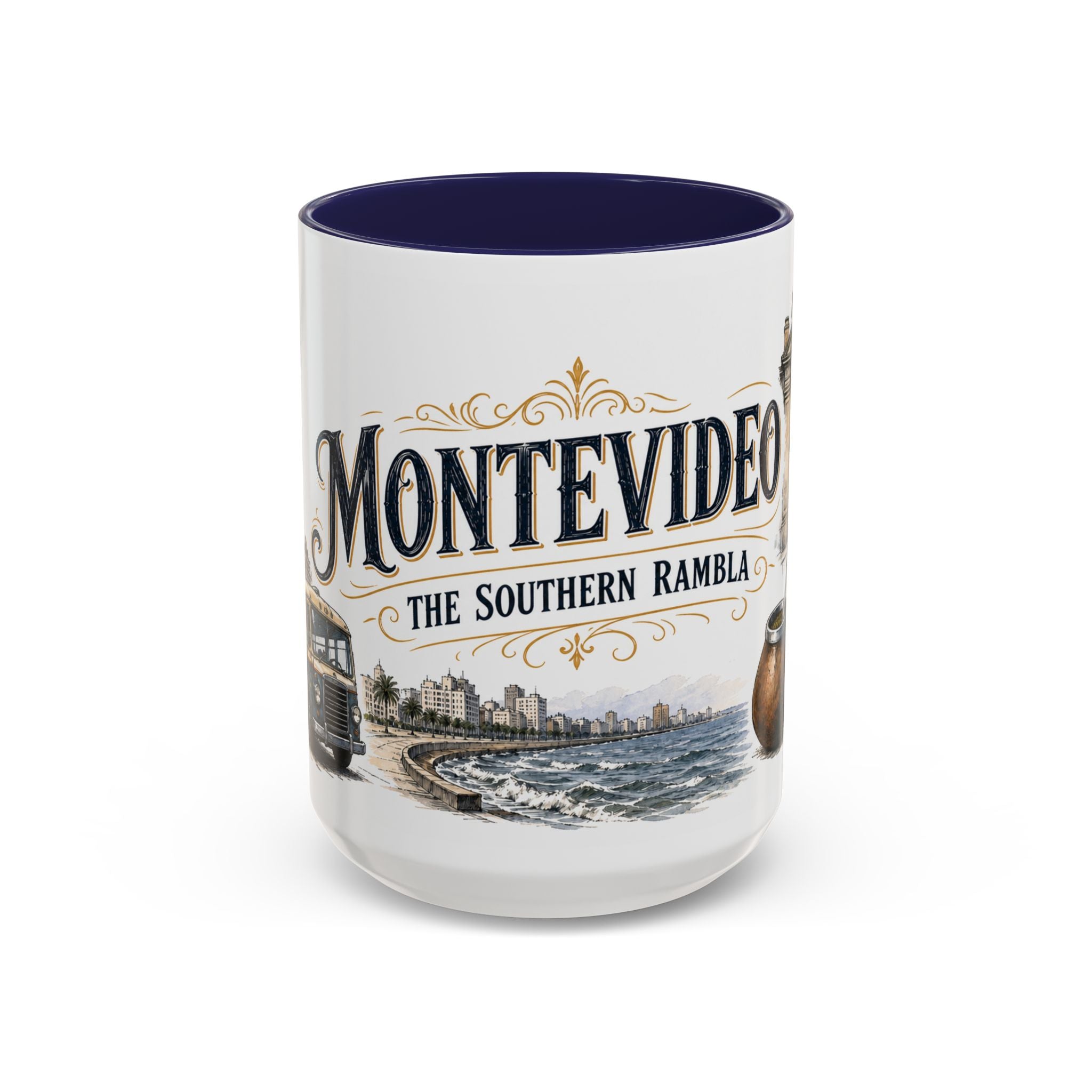 Montevideo Coffee Mug | Uruguay Travel Souvenir | Vintage Illustrated City Gift | 11 oz 15 oz Accent Mug