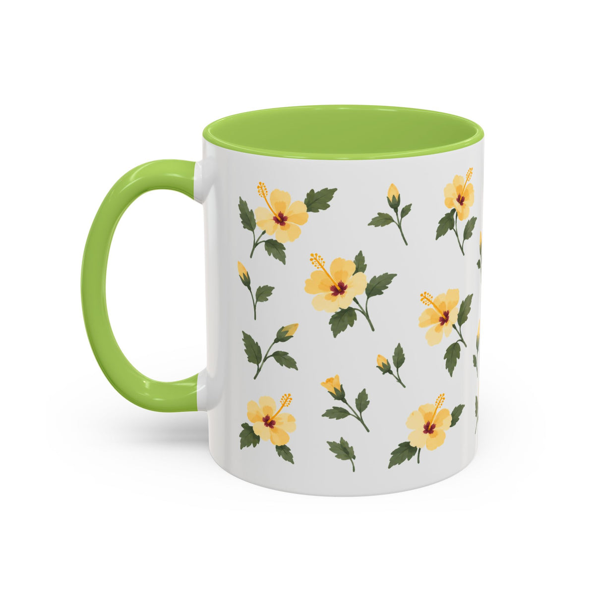 Hawaii Yellow hibiscus Mug, State Flower Floral Coffee Cup, 11oz Botanical Gift