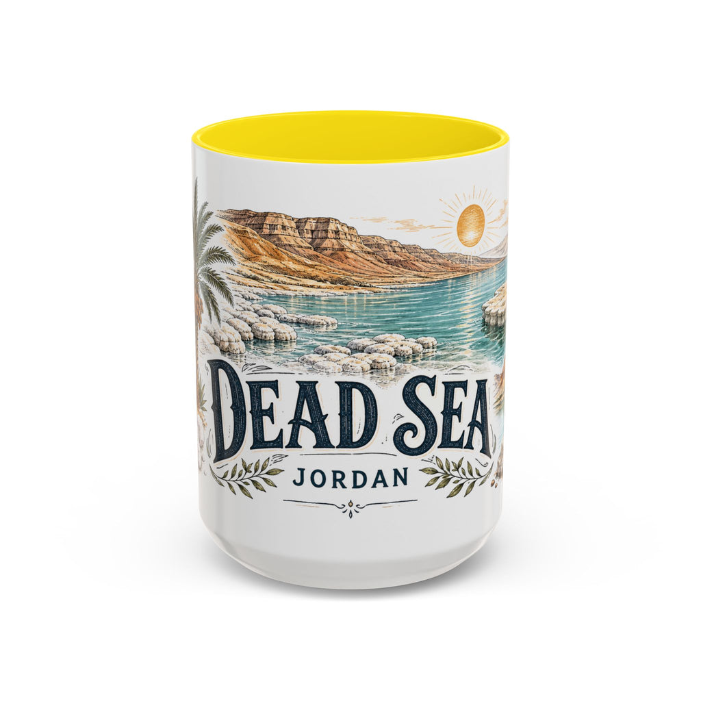 Dead Sea Mug, Jordan Travel Souvenir, Bucket List Gift, Accent Ceramic Coffee Mug 11oz 15oz