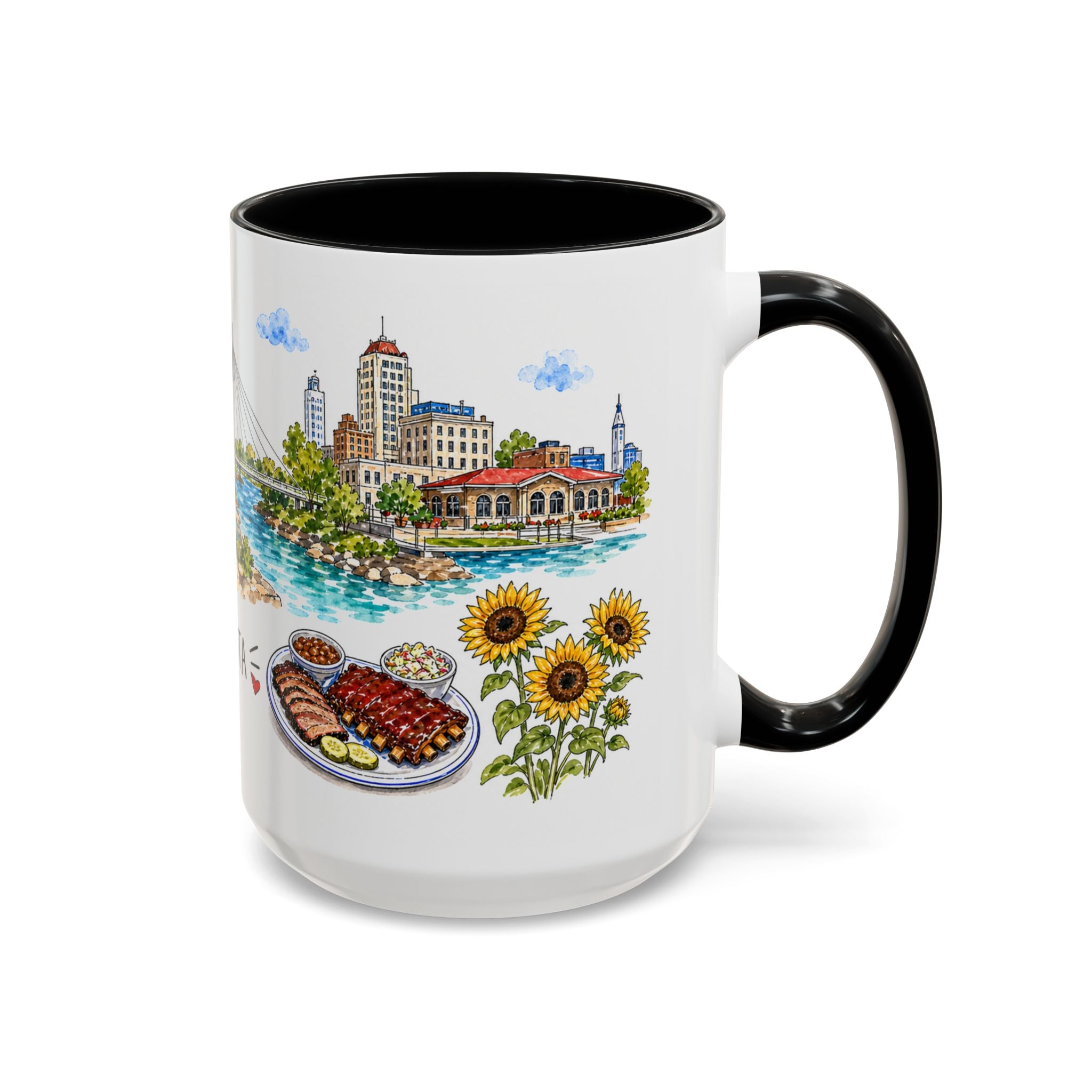 Wichita Illustrated Travel Mug | City Souvenir Accent Coffee Mug | 11oz 15oz Ceramic Cup