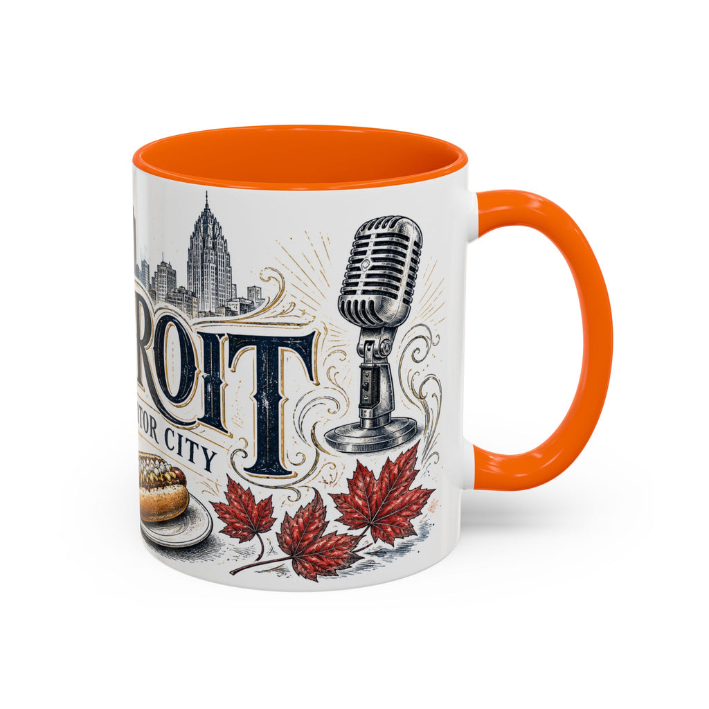 Detroit Coffee Mug | United States Travel Souvenir | Vintage Illustrated City Gift | 11 oz 15 oz Accent Mug