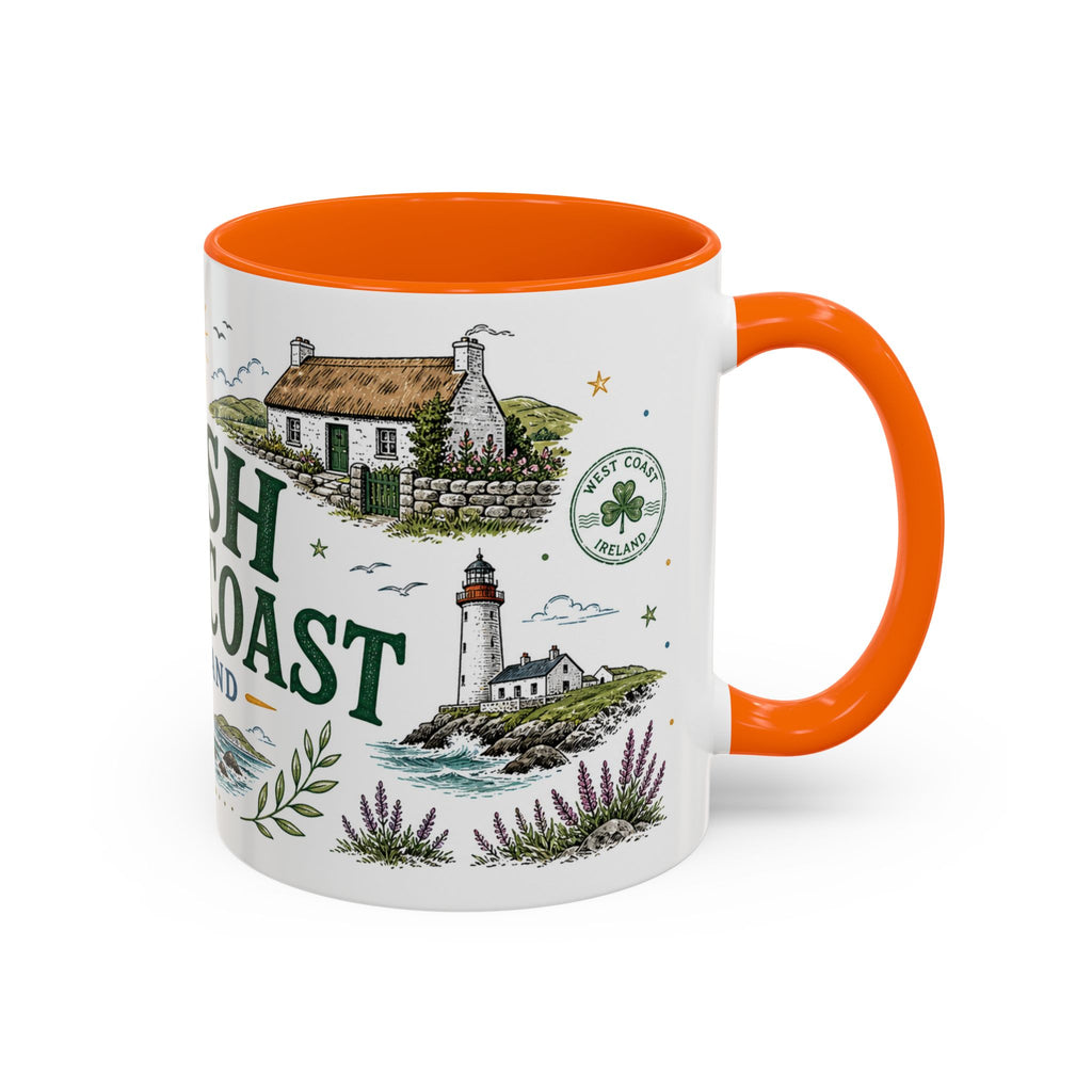 Irish West Coast Coffee Mug | Travel Destination Souvenir Gift | Accent Color Ceramic 11oz 15oz
