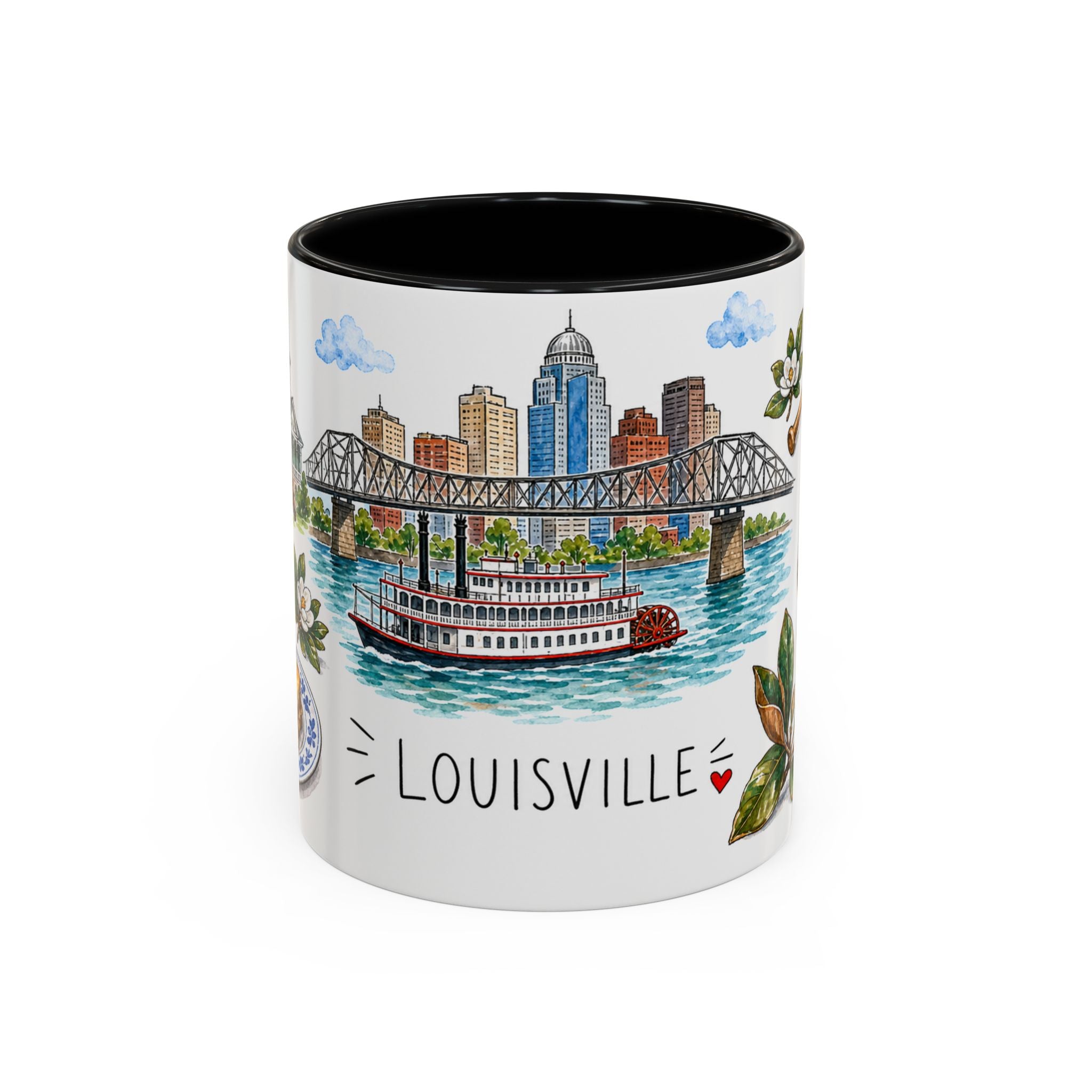 Louisville Illustrated Travel Mug | City Souvenir Accent Coffee Mug | 11oz 15oz Ceramic Cup