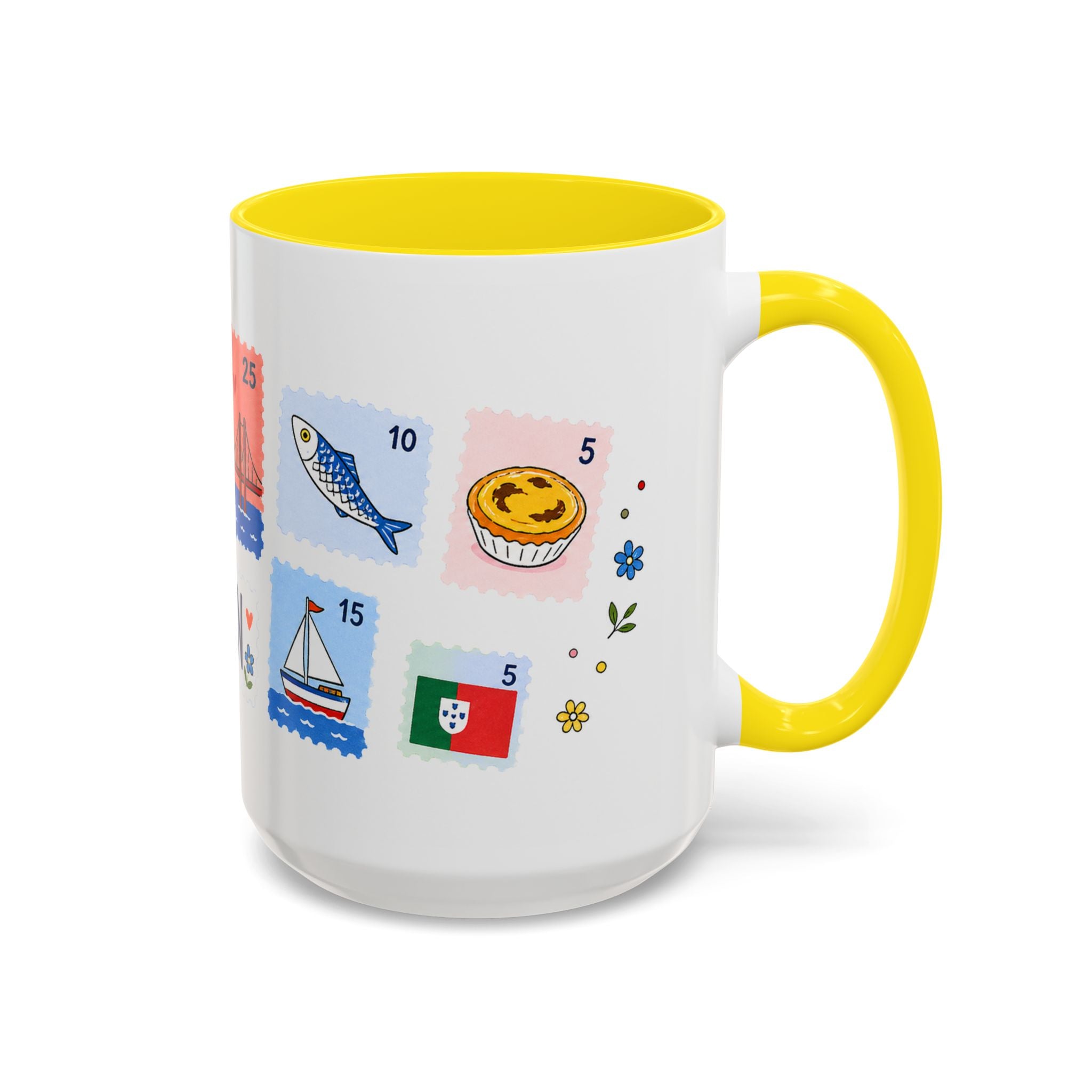 Lisbon Coffee Mug | Postage Stamp Collage Mug | Travel Souvenir Accent Cup 11oz 15oz