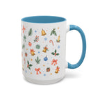 Christmas Bell Mug | Ribbon Gift Watercolor Holiday Cup | Accent Coffee Mug 11oz 15oz