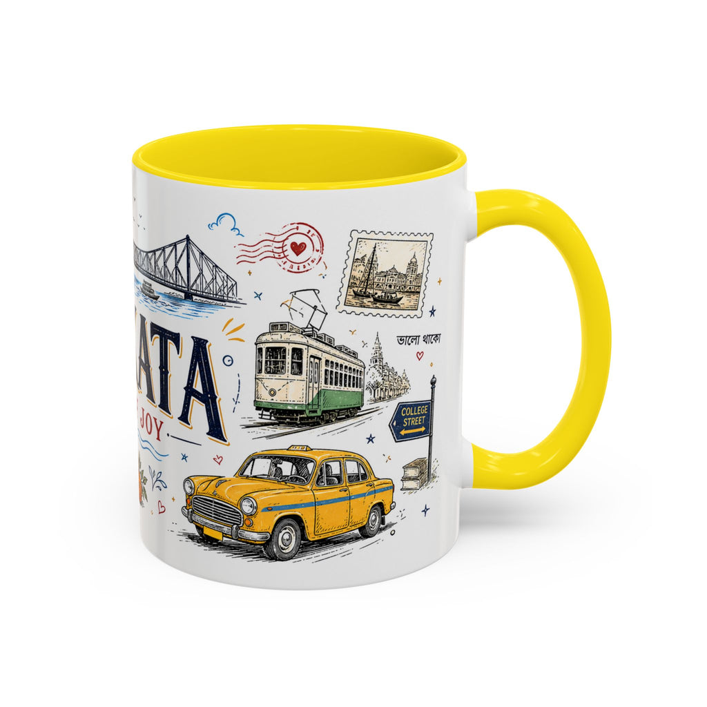 Kolkata Coffee Mug | India Souvenir Travel Gift | Accent Color Ceramic 11oz 15oz