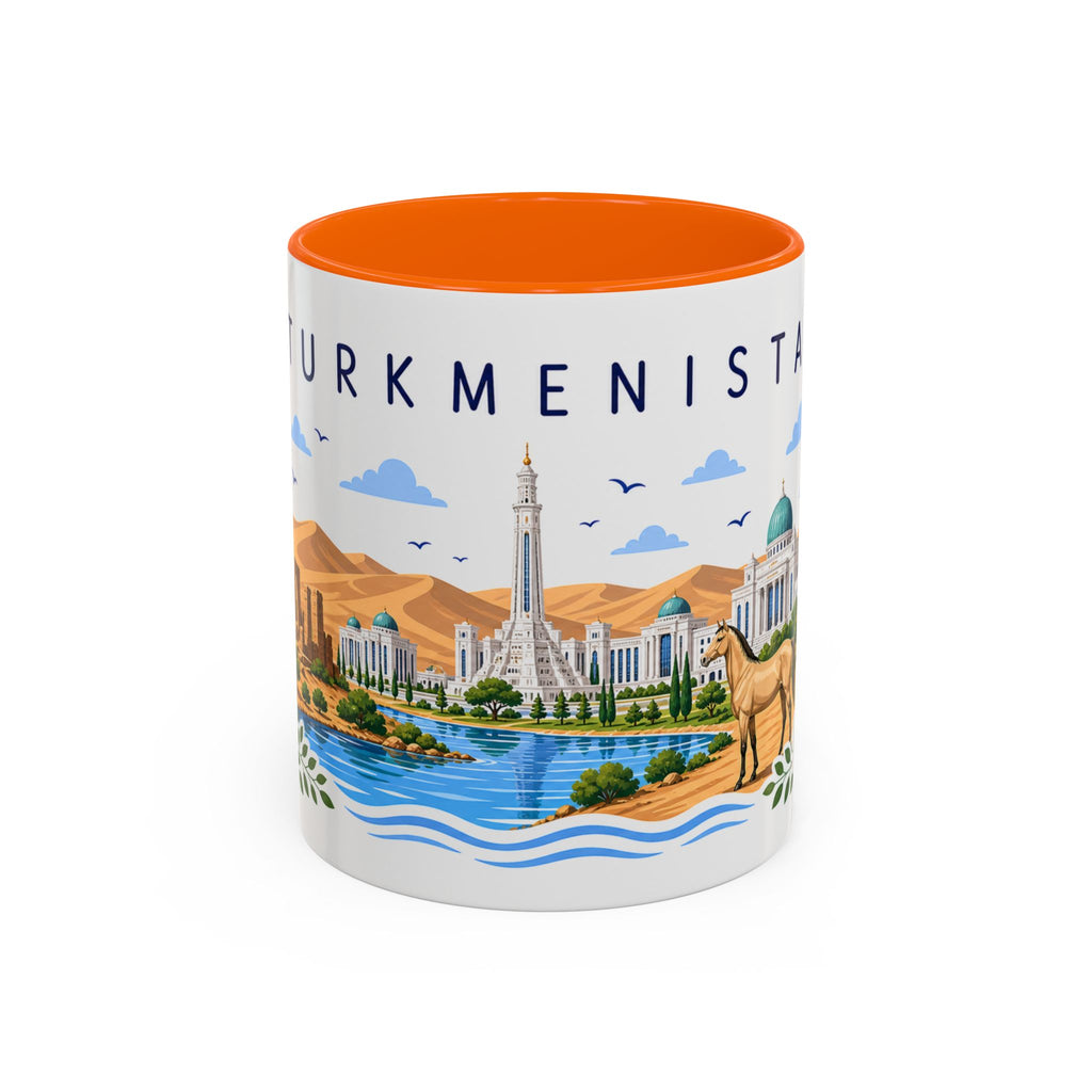 Turkmenistan Coffee Mug | Travel Souvenir Accent Mug | Place Gift Ceramic Cup 11oz 15oz
