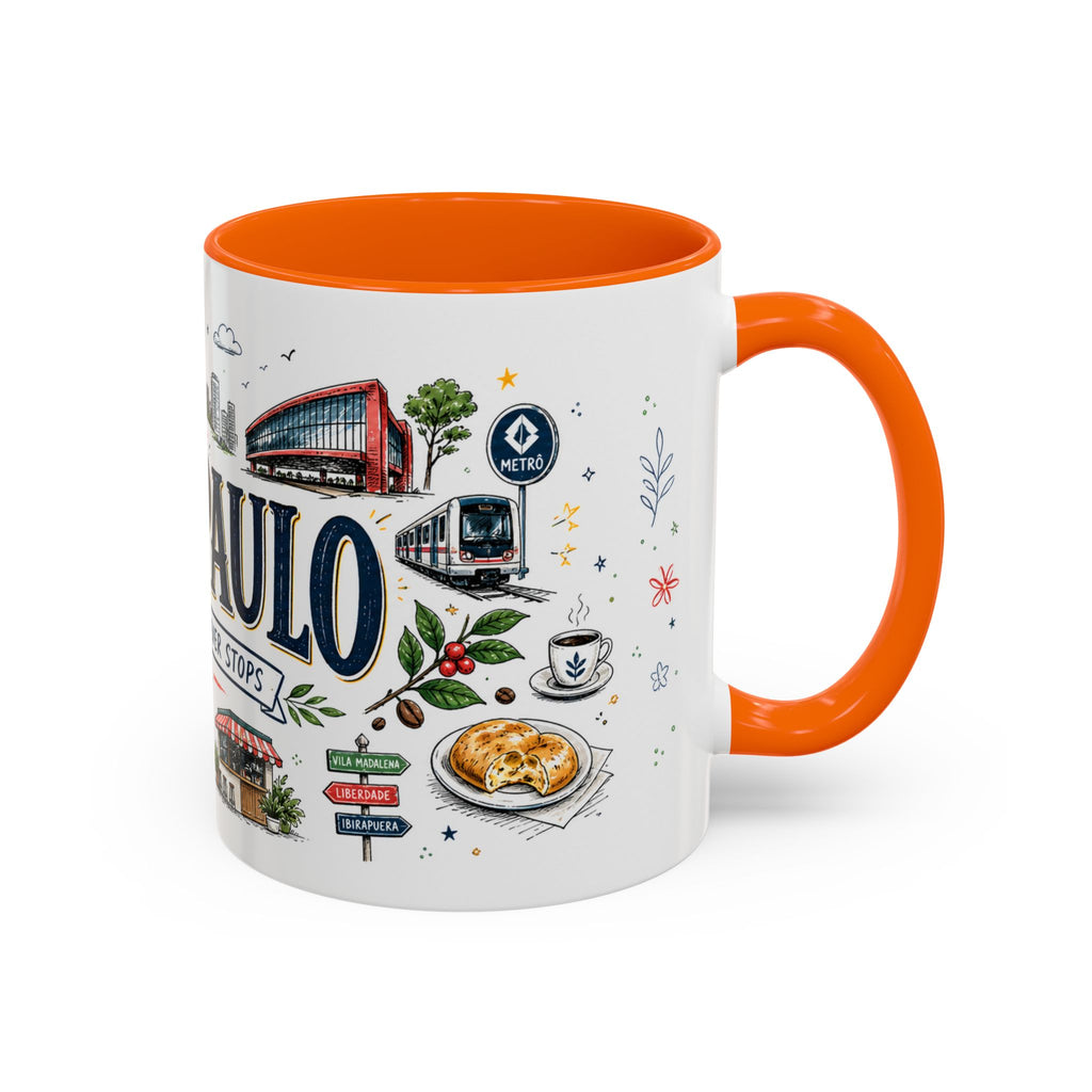 Sao Paulo Coffee Mug | Brazil Souvenir Travel Gift | Accent Color Ceramic 11oz 15oz