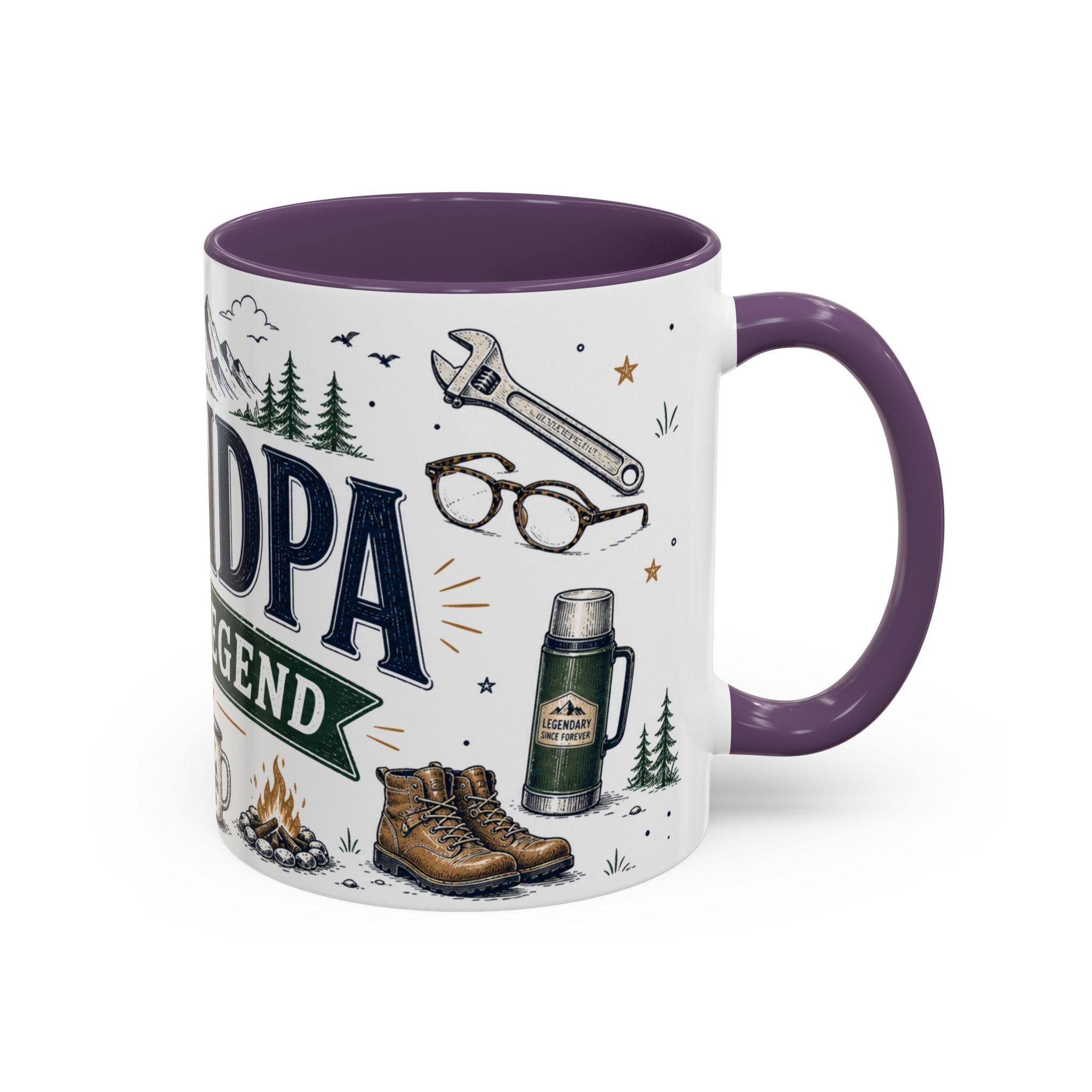 Grandpa The Legend Coffee Mug | Gift From Grandkids | Accent Color Ceramic 11oz 15oz