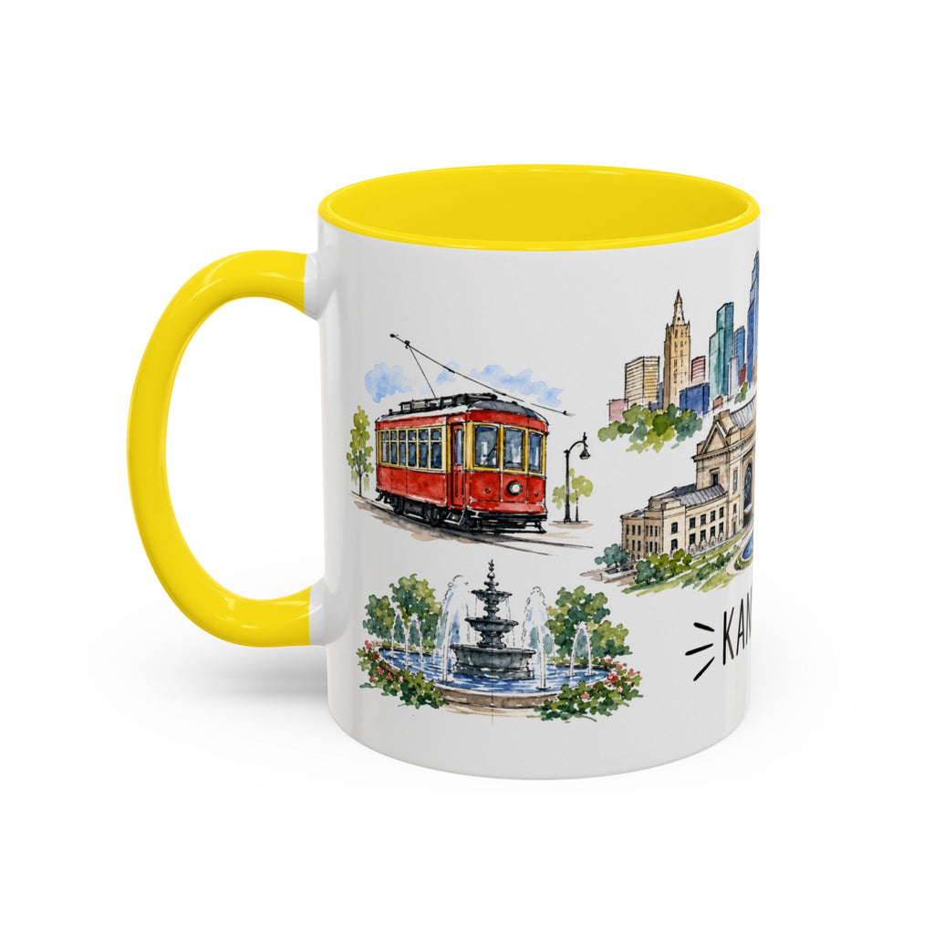 Kansas City Illustrated Travel Mug | City Souvenir Accent Coffee Mug | 11oz 15oz Ceramic Cup
