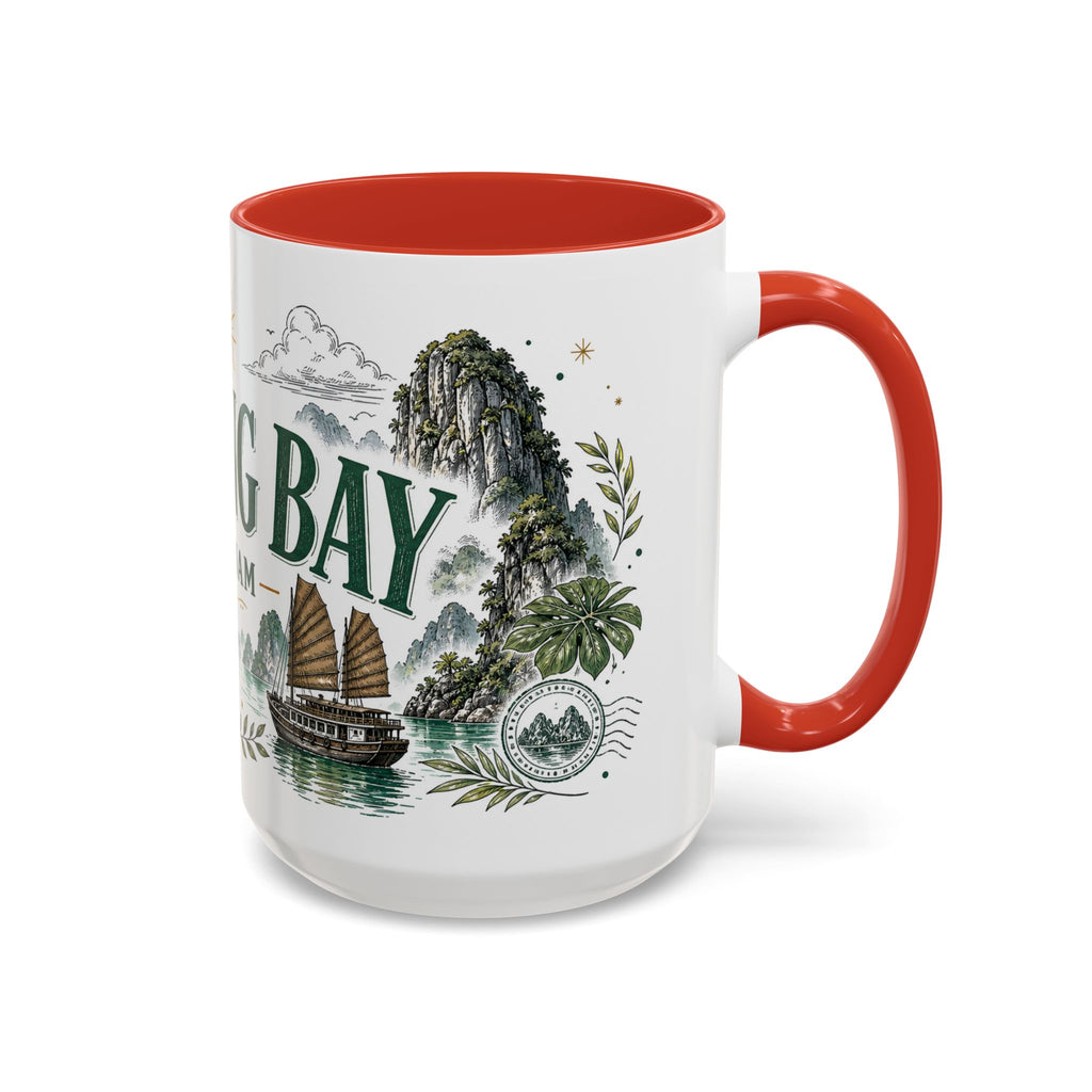 Ha Long Bay Coffee Mug | Travel Destination Souvenir Gift | Accent Color Ceramic 11oz 15oz