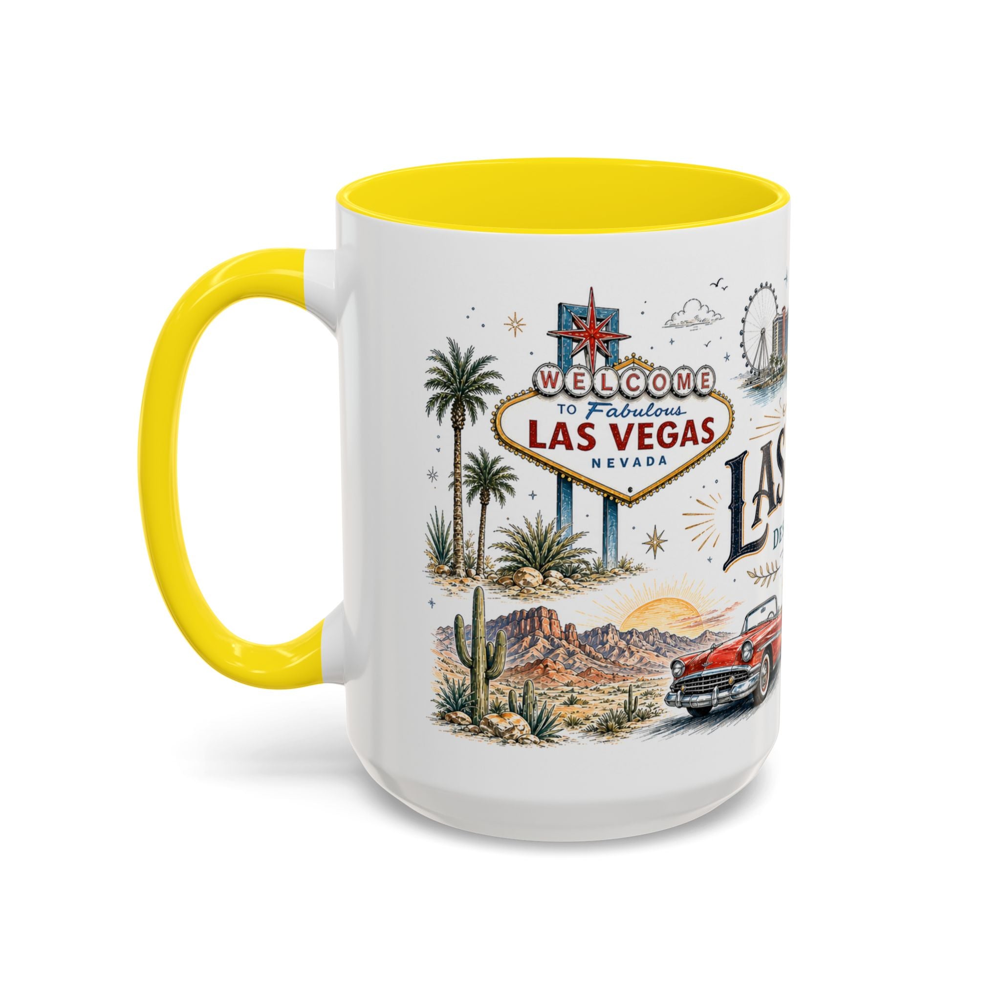 Las Vegas Coffee Mug | United States Travel Souvenir | Vintage Illustrated City Gift | 11 oz 15 oz Accent Mug