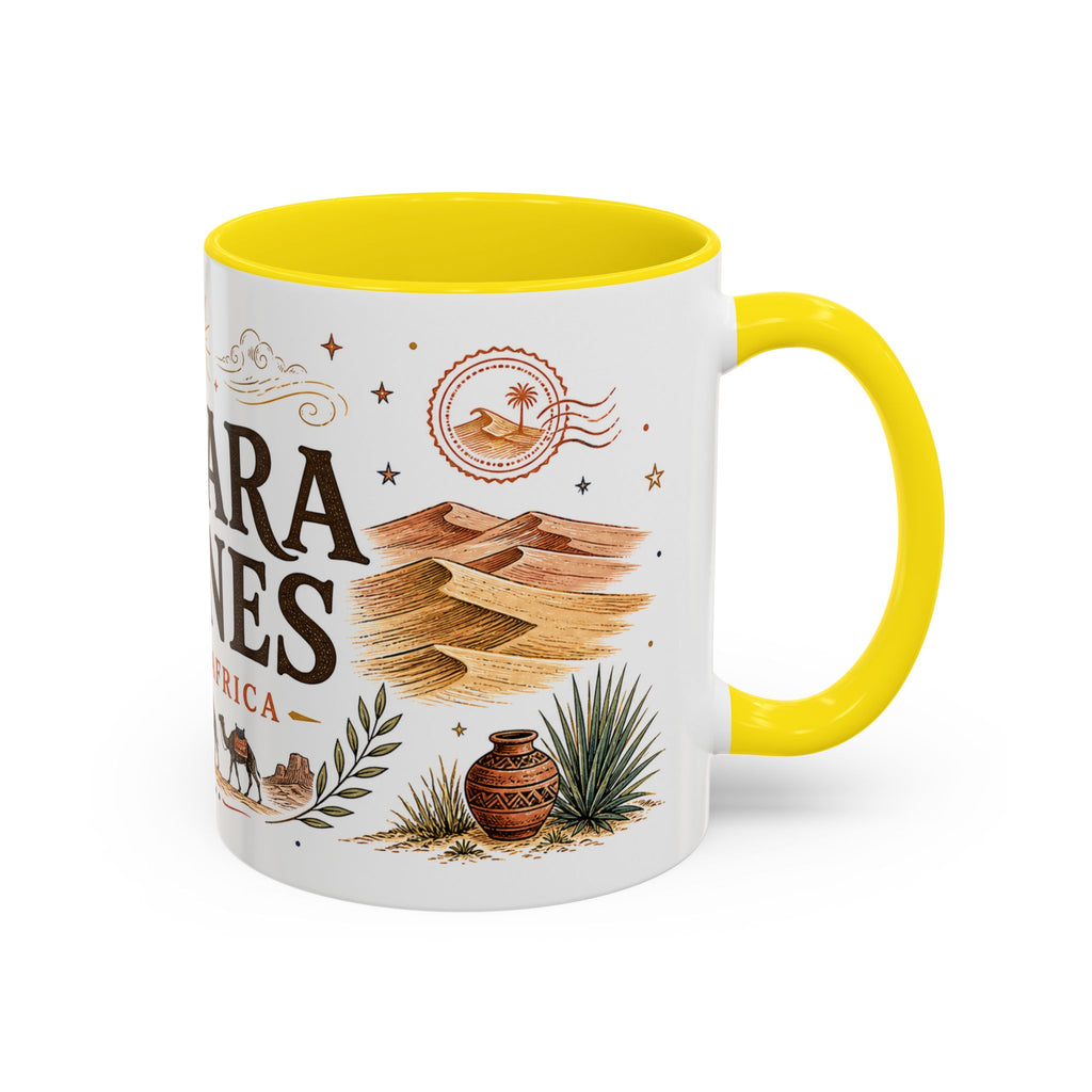 Sahara Dunes Coffee Mug | Travel Destination Souvenir Gift | Accent Color Ceramic 11oz 15oz