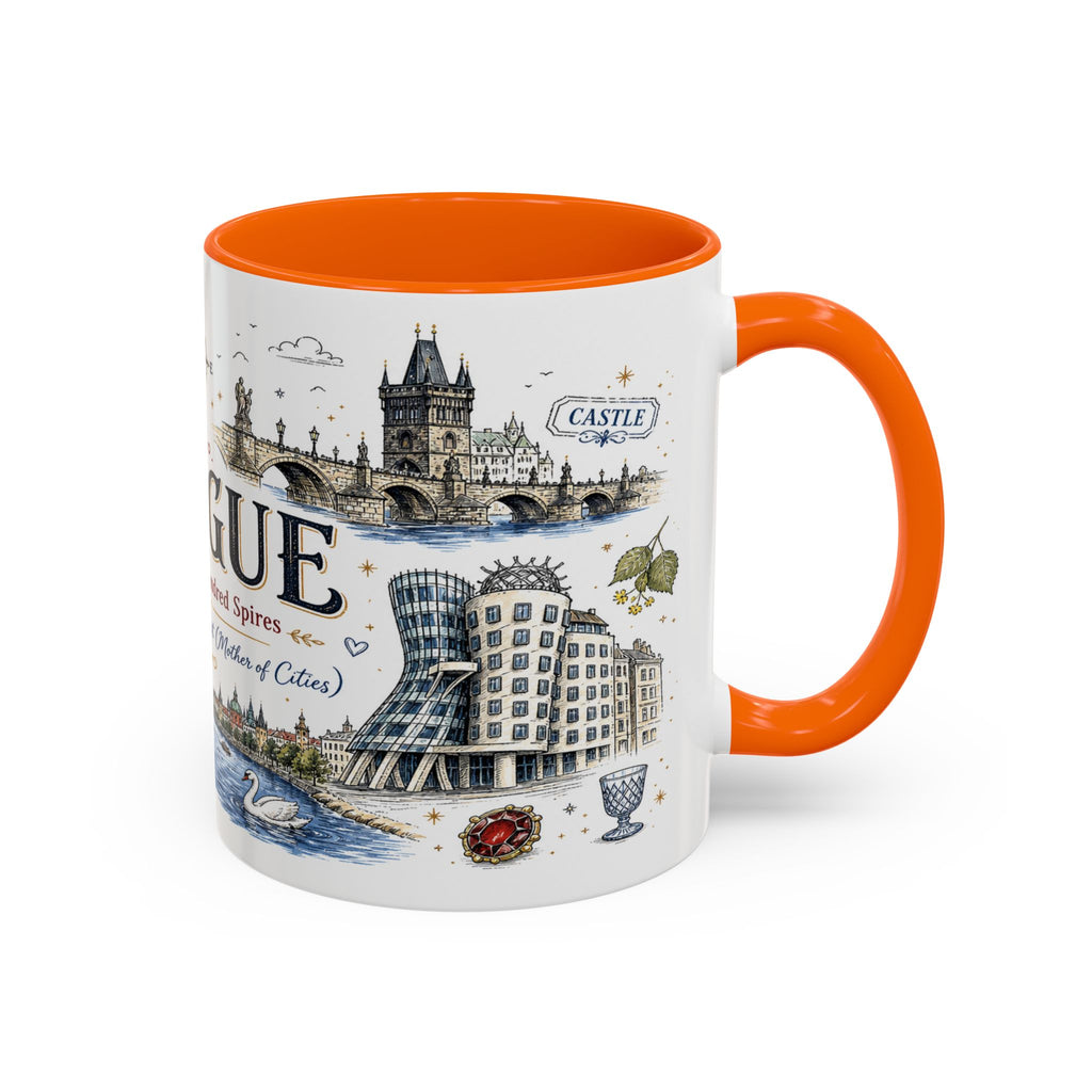 Prague Coffee Mug | Czech Republic Souvenir Travel Gift | Accent Color Ceramic 11oz 15oz