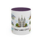 Salt Lake City Illustrated Travel Mug | City Souvenir Accent Coffee Mug | 11oz 15oz Ceramic Cup