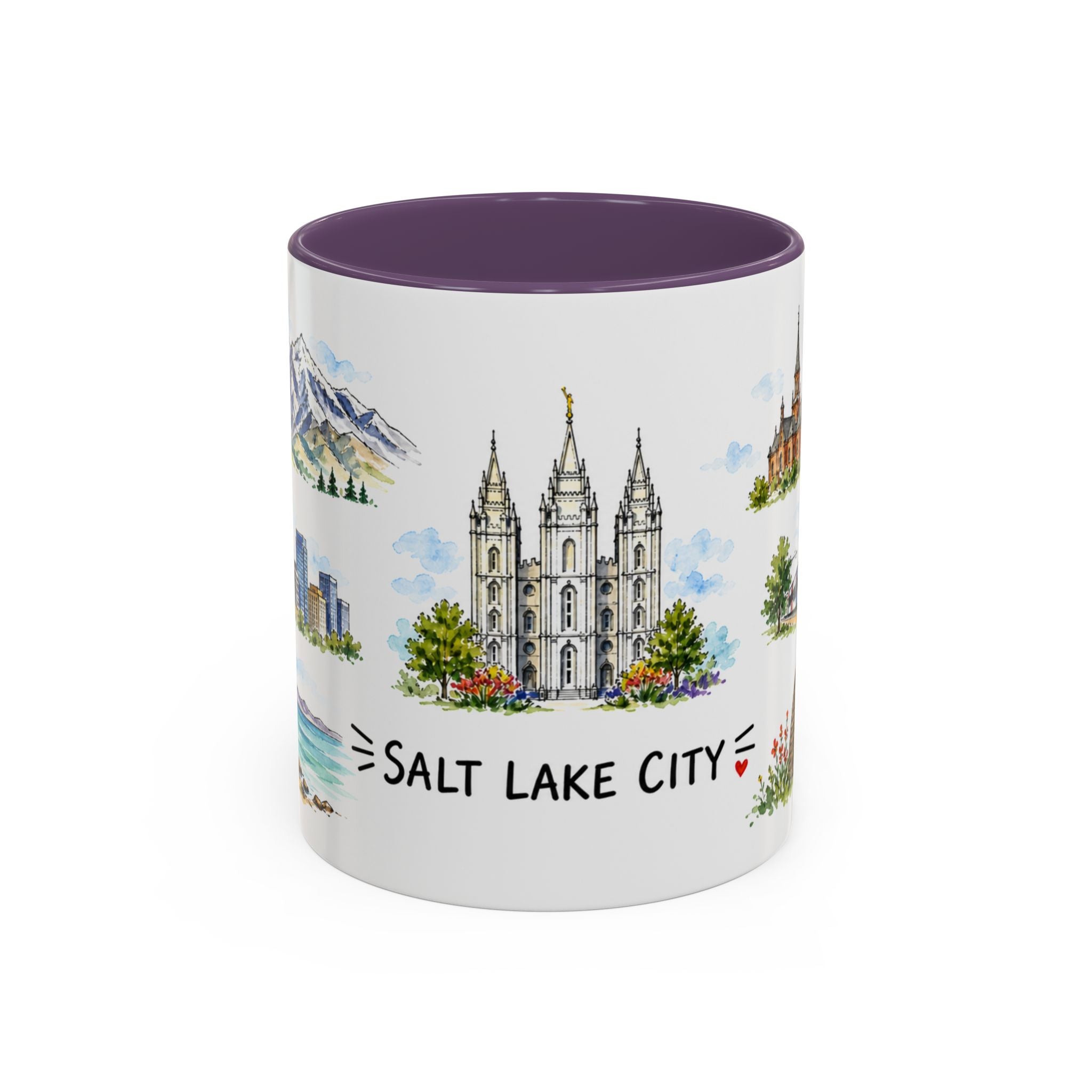 Salt Lake City Illustrated Travel Mug | City Souvenir Accent Coffee Mug | 11oz 15oz Ceramic Cup