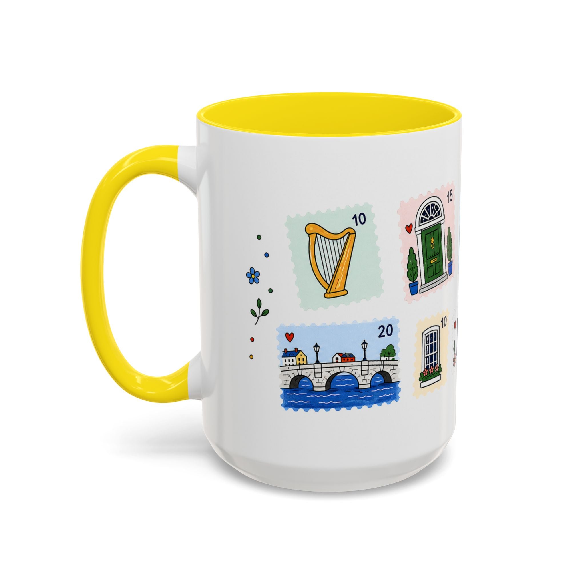 Dublin Coffee Mug | Postage Stamp Collage Mug | Travel Souvenir Accent Cup 11oz 15oz