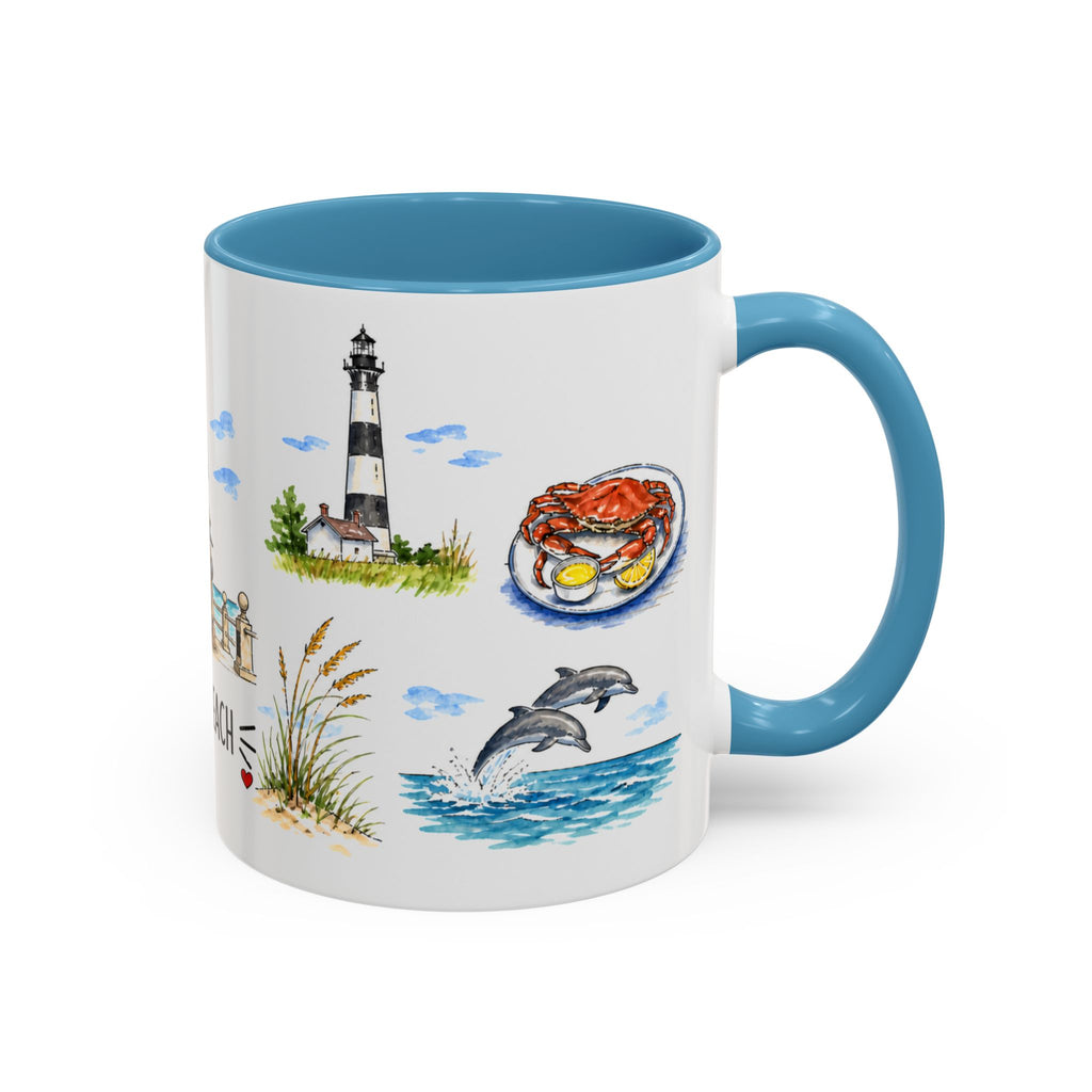 Virginia Beach Illustrated Travel Mug | City Souvenir Accent Coffee Mug | 11oz 15oz Ceramic Cup