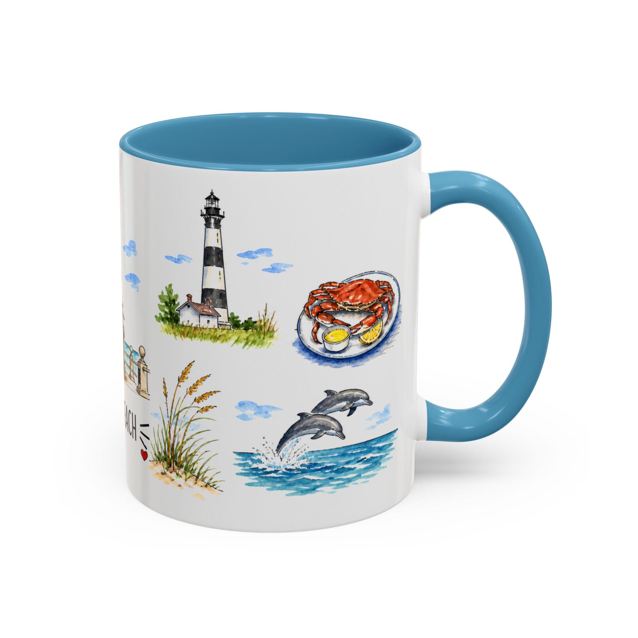 Virginia Beach Illustrated Travel Mug | City Souvenir Accent Coffee Mug | 11oz 15oz Ceramic Cup