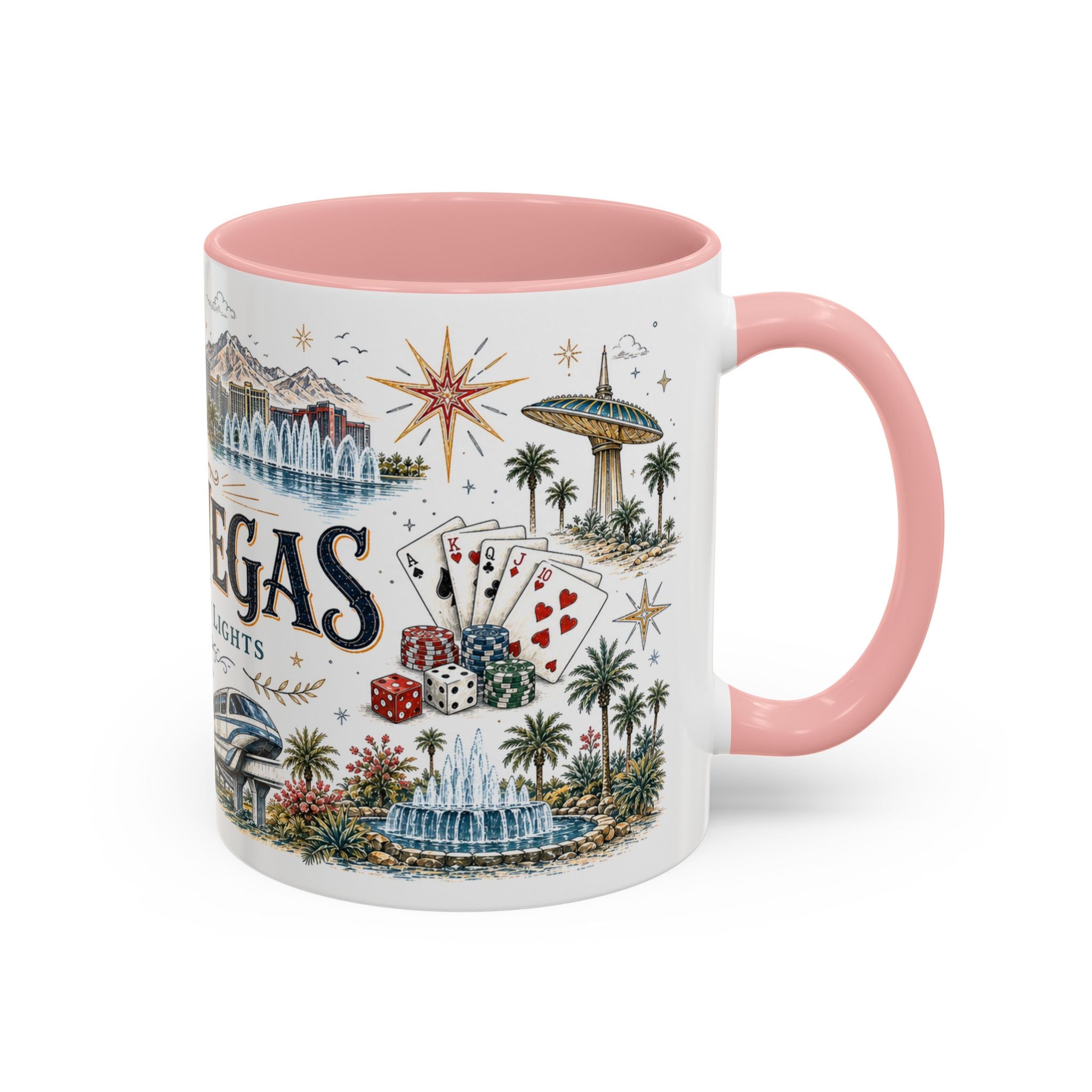 Las Vegas Coffee Mug | United States Travel Souvenir | Vintage Illustrated City Gift | 11 oz 15 oz Accent Mug