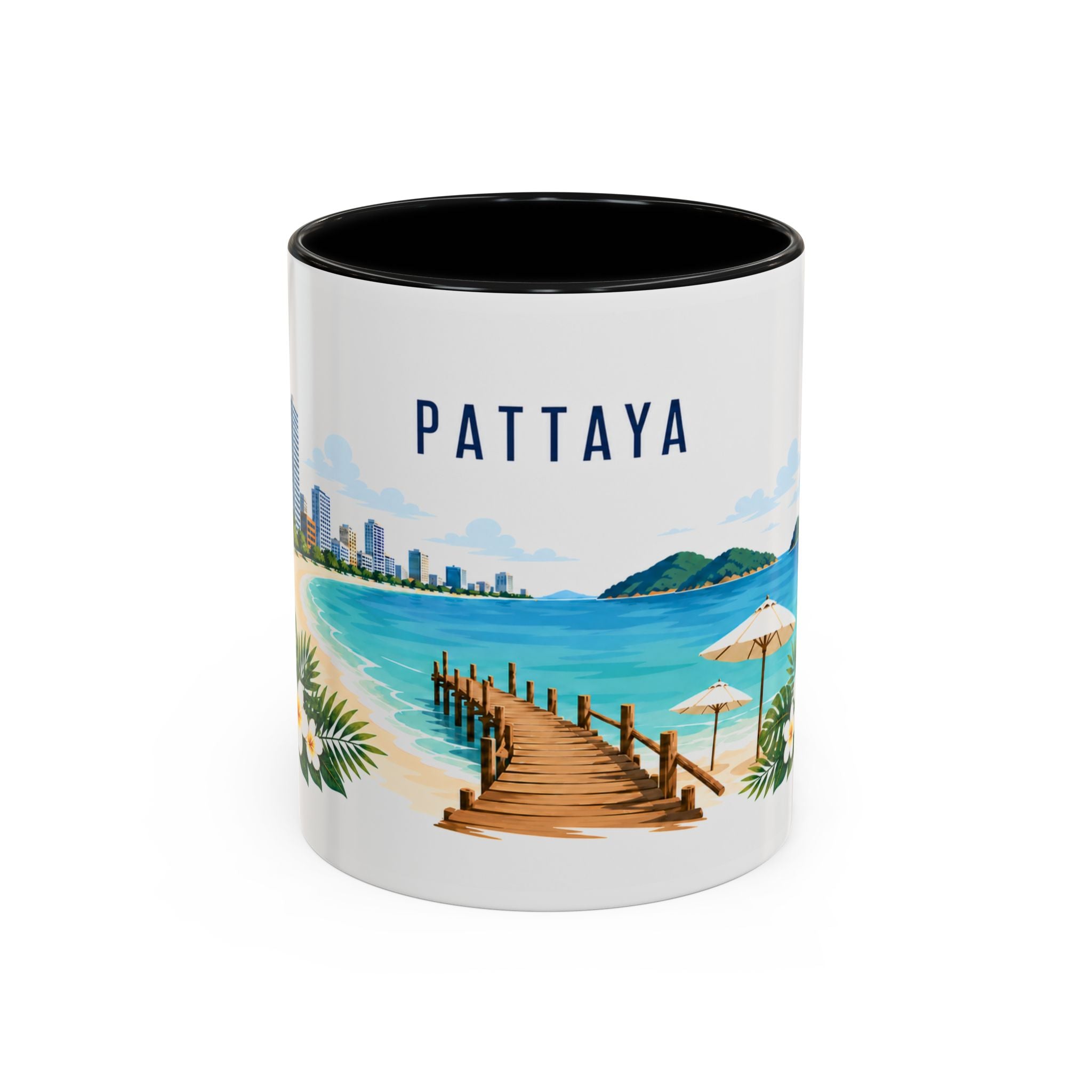 Pattaya Coffee Mug | Thailand Travel Souvenir | Porcelain Decal City Gift | 11oz 15oz Accent Mug