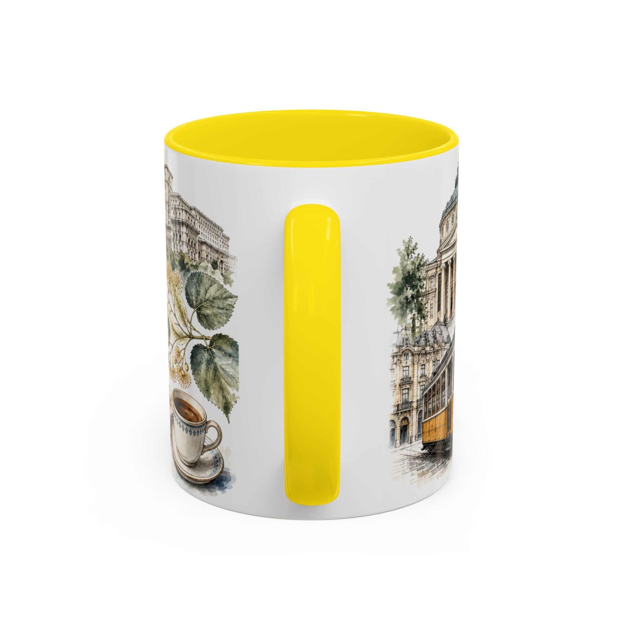 Bucharest Coffee Mug | Romania Travel Souvenir | Vintage Illustrated City Gift | 11 oz 15 oz Accent Mug