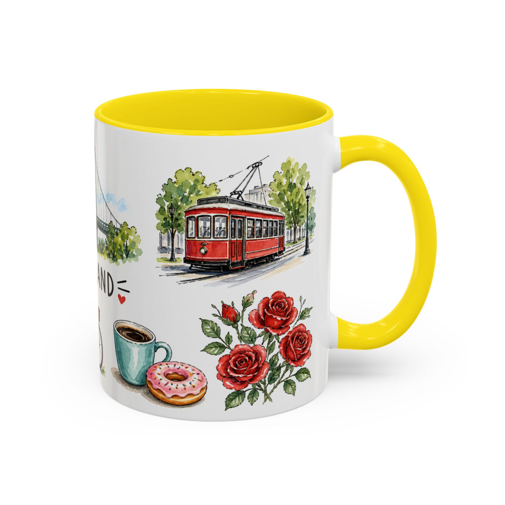 Portland Illustrated Travel Mug | City Souvenir Accent Coffee Mug | 11oz 15oz Ceramic Cup