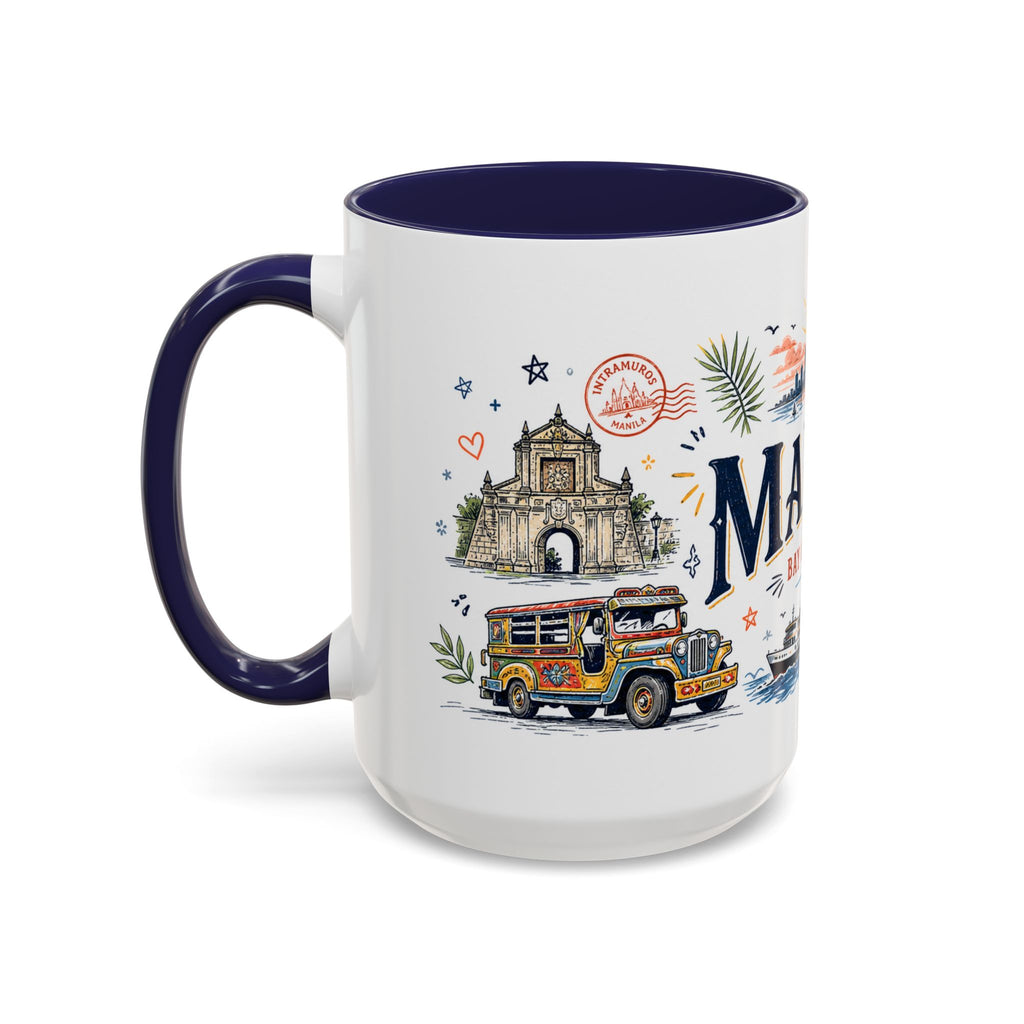 Manila Coffee Mug | Philippines Souvenir Travel Gift | Accent Color Ceramic 11oz 15oz