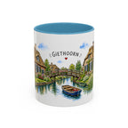 Giethoorn Illustrated Travel Mug | Netherlands Souvenir Accent Coffee Mug | 11oz 15oz Ceramic Cup