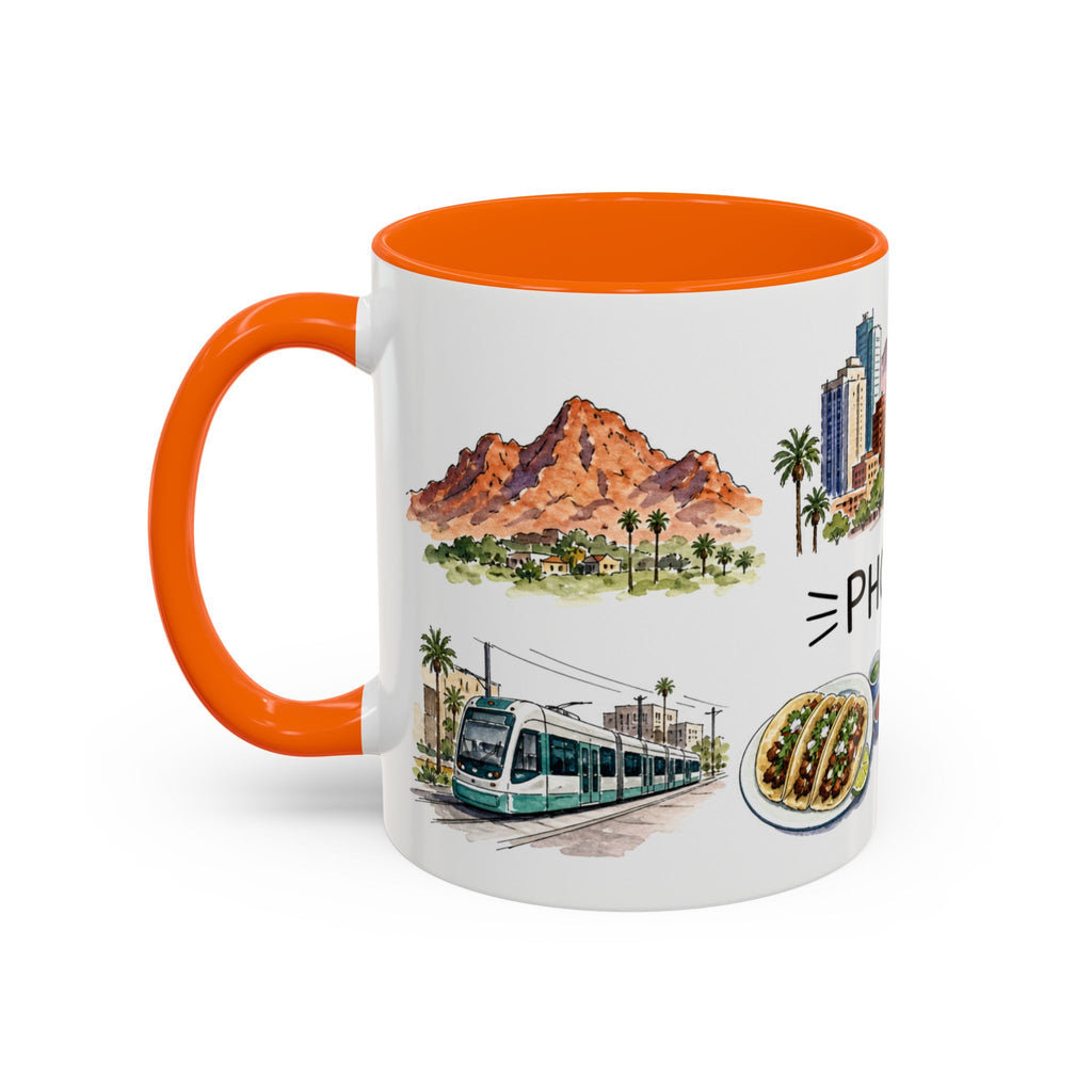 Phoenix Illustrated Travel Mug | City Souvenir Accent Coffee Mug | 11oz 15oz Ceramic Cup