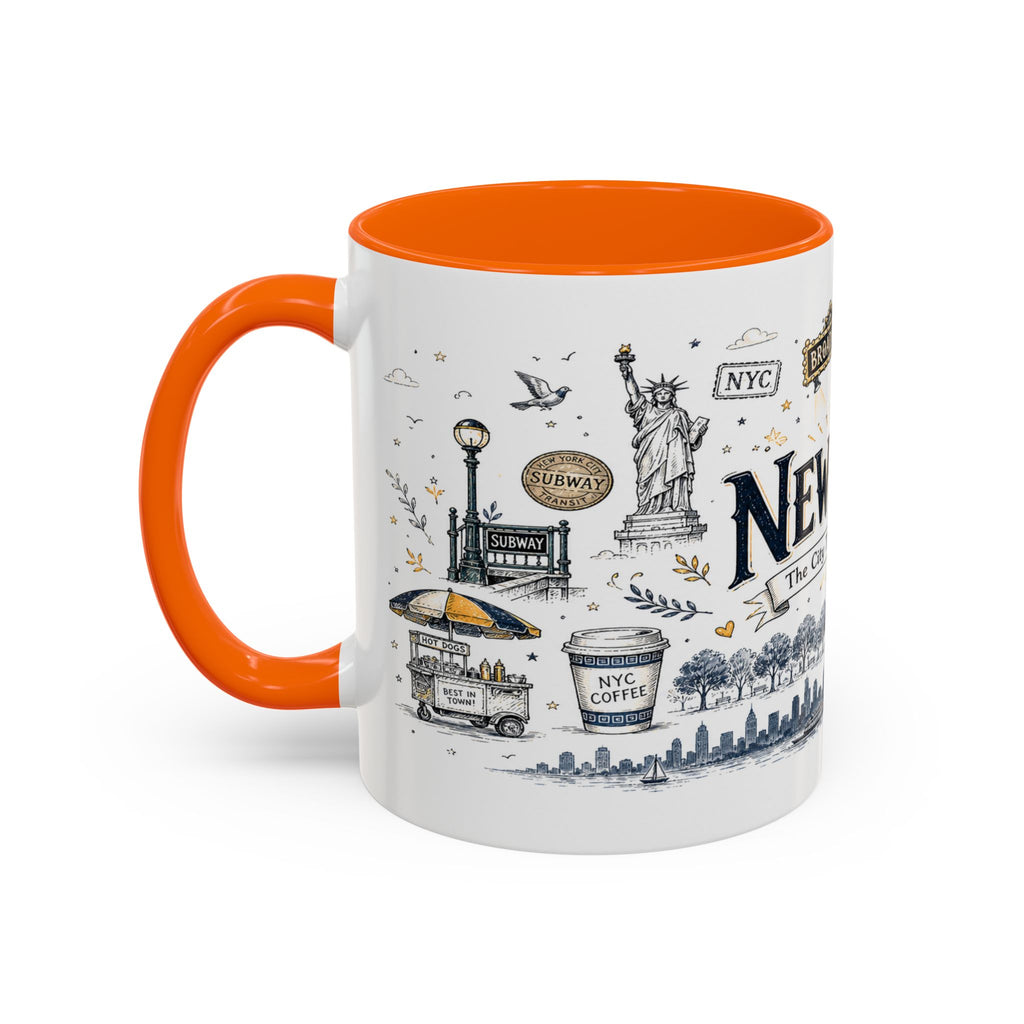 New York City Coffee Mug | New York Souvenir Travel Gift | Accent Color Ceramic 11oz 15oz