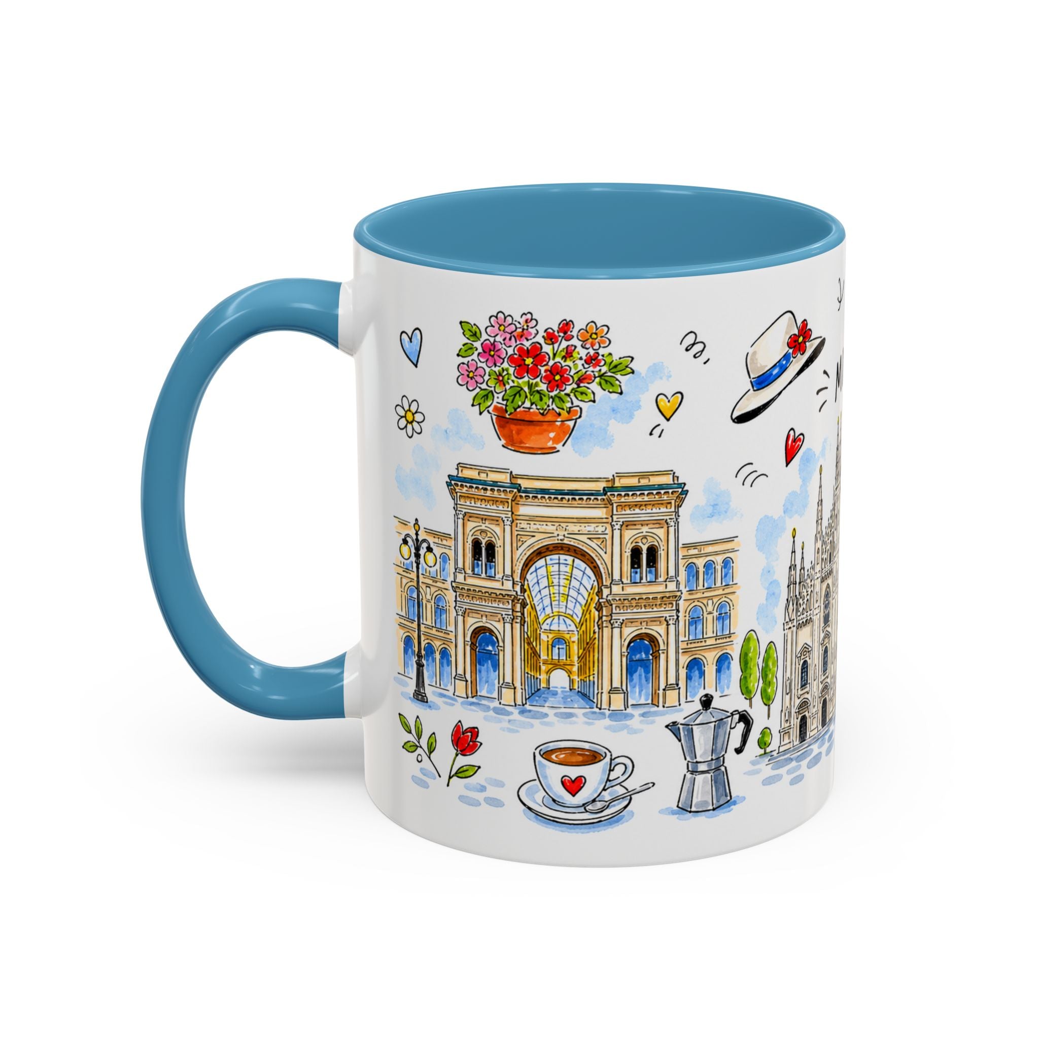 Milan Travel Mug | European City Souvenir Accent Coffee Mug | 11oz 15oz Ceramic Cup