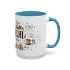 New Delhi Coffee Mug | India Souvenir Travel Gift | Accent Color Ceramic 11oz 15oz