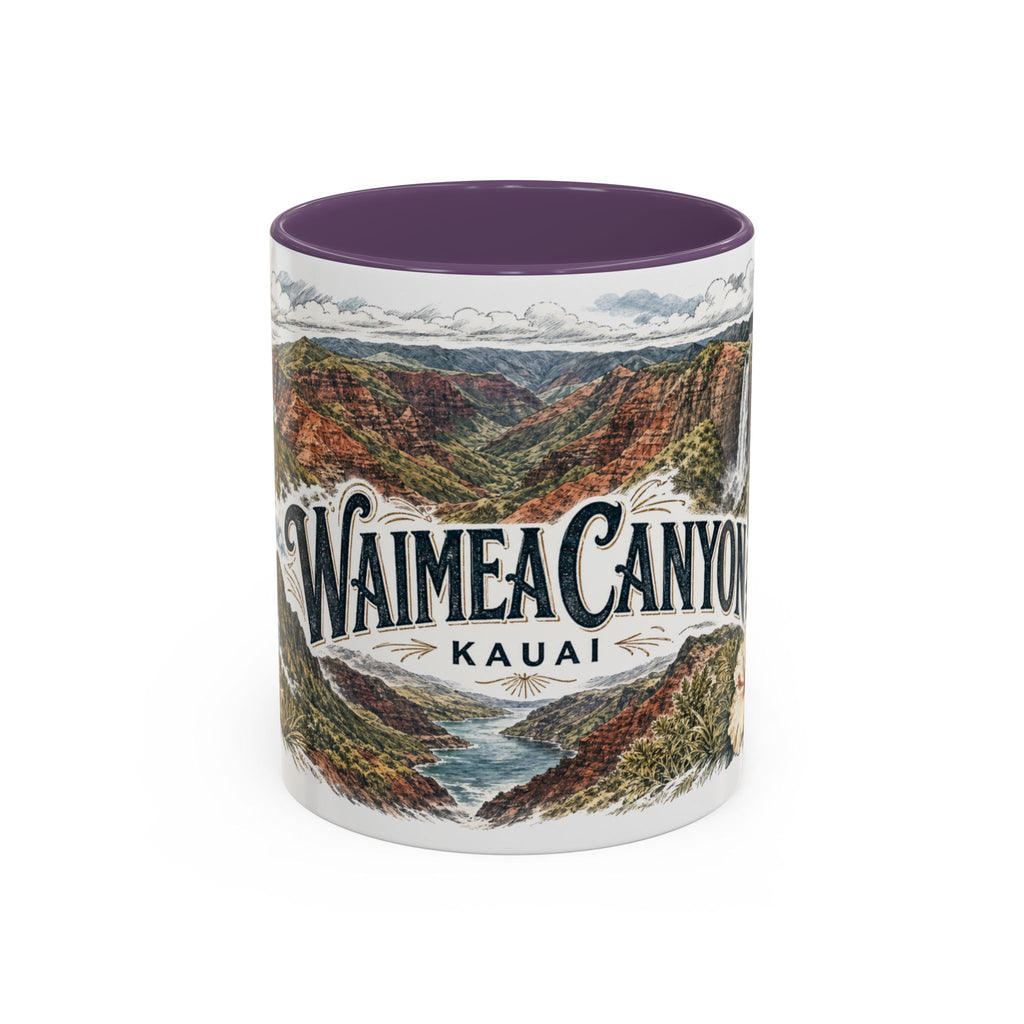 Waimea Canyon Mug, Kauai Travel Souvenir, Bucket List Gift, Accent Ceramic Coffee Mug 11oz 15oz