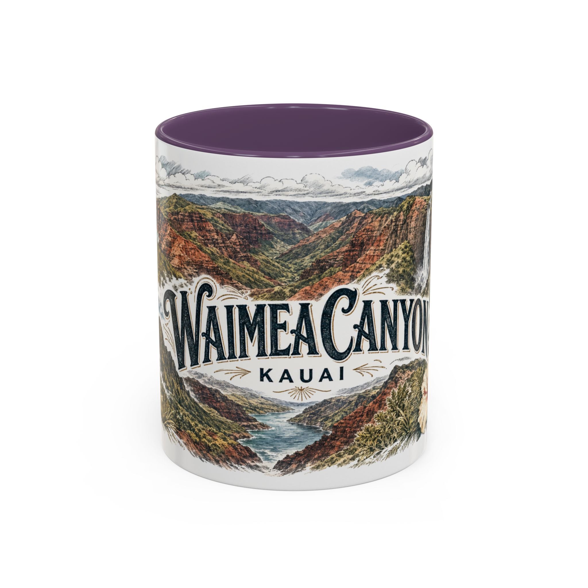 Waimea Canyon Mug, Kauai Travel Souvenir, Bucket List Gift, Accent Ceramic Coffee Mug 11oz 15oz