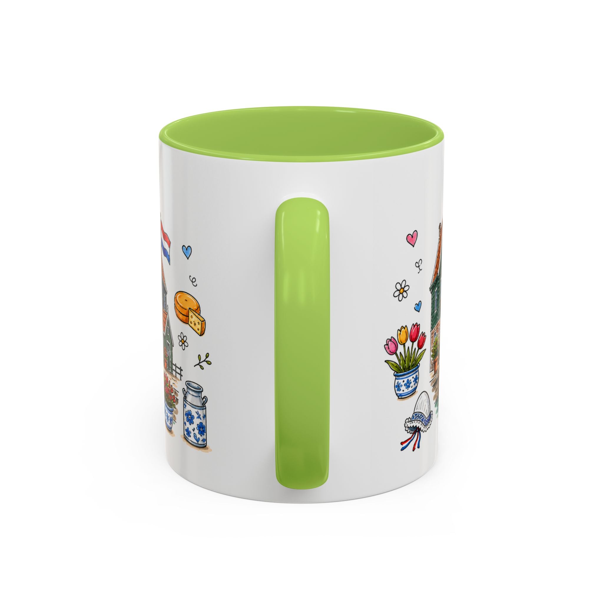 Volendam Illustrated Travel Mug | Netherlands Souvenir Accent Coffee Mug | 11oz 15oz Ceramic Cup