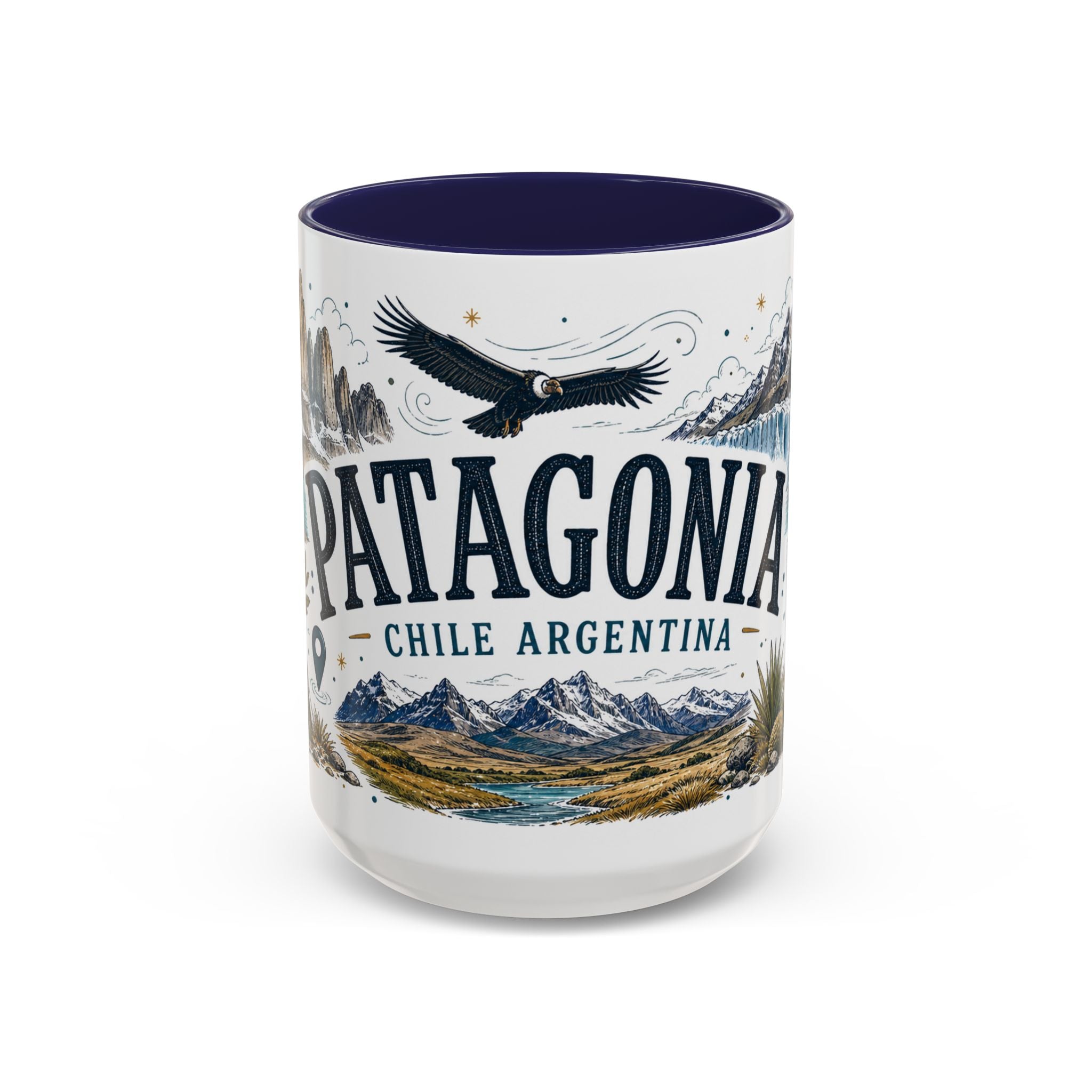 Patagonia Coffee Mug | Travel Destination Souvenir Gift | Accent Color Ceramic 11oz 15oz
