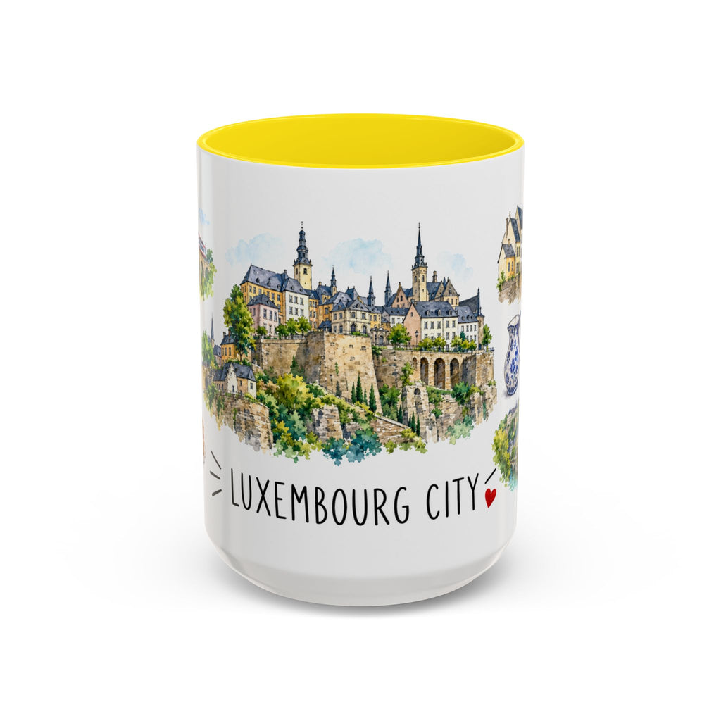 Luxembourg City Illustrated Travel Mug | City Souvenir Accent Coffee Mug | 11oz 15oz Ceramic Cup