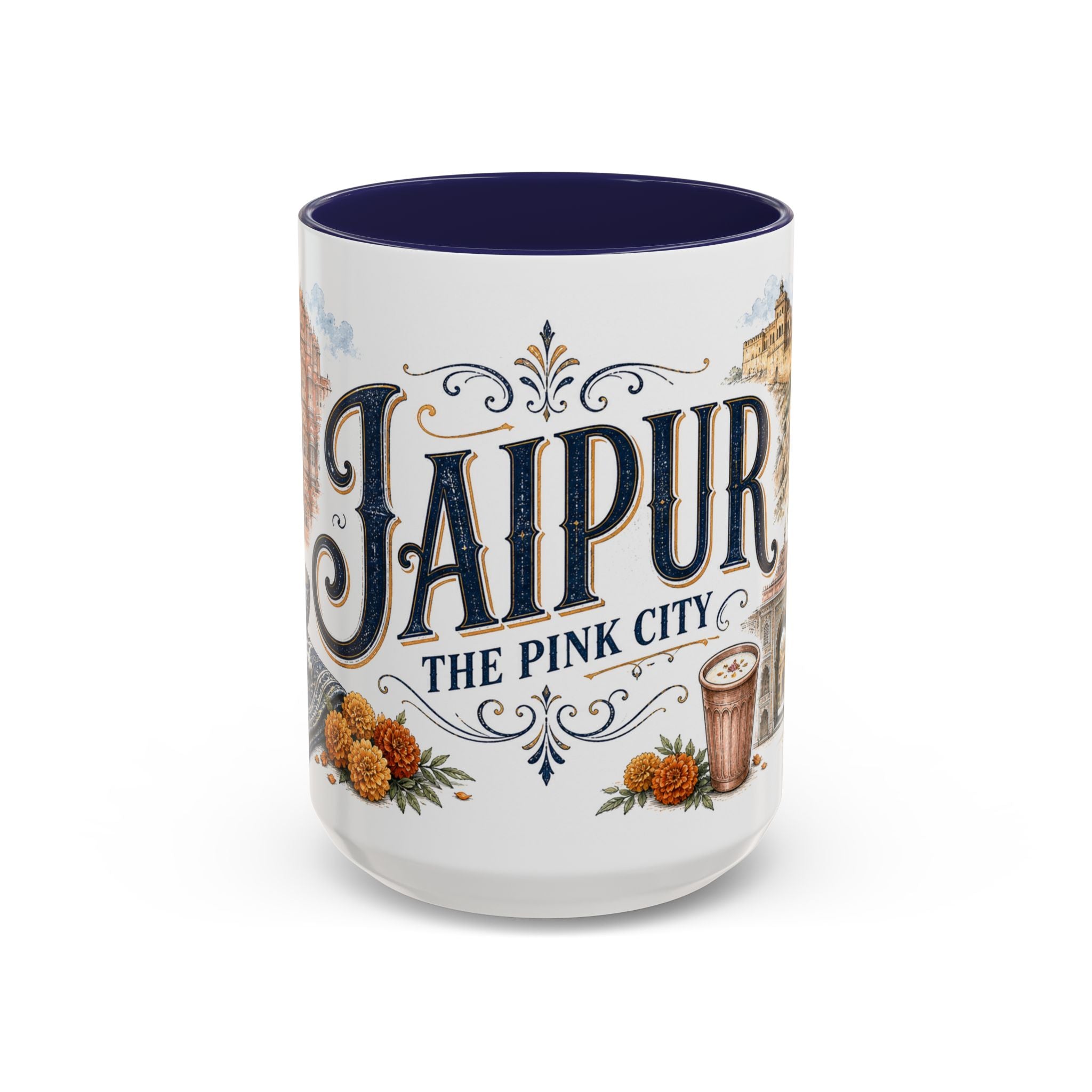 Jaipur Coffee Mug | India Travel Souvenir | Vintage Illustrated City Gift | 11 oz 15 oz Accent Mug