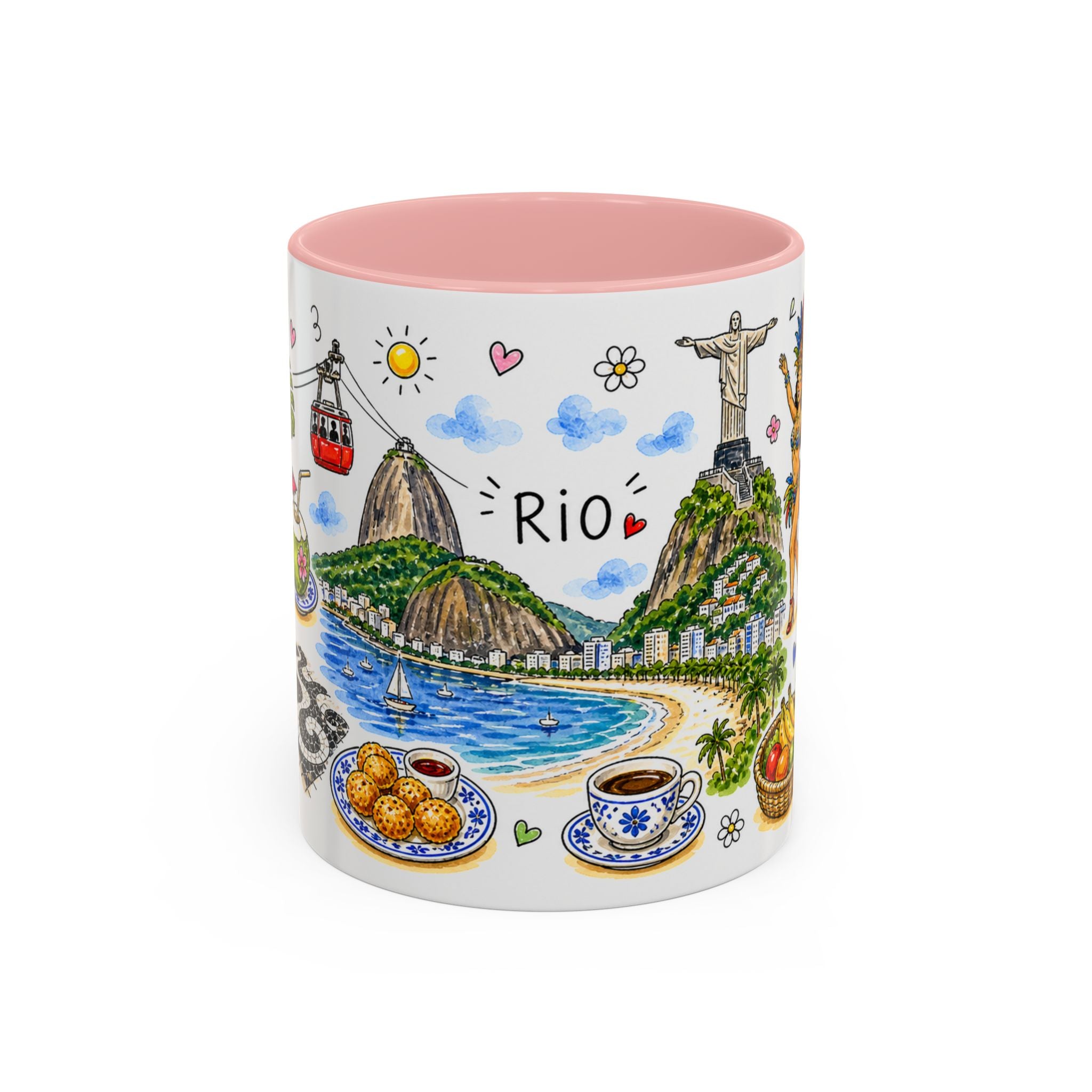 Rio de Janeiro Illustrated Travel Mug | City Souvenir Accent Coffee Mug | 11oz 15oz Ceramic Cup