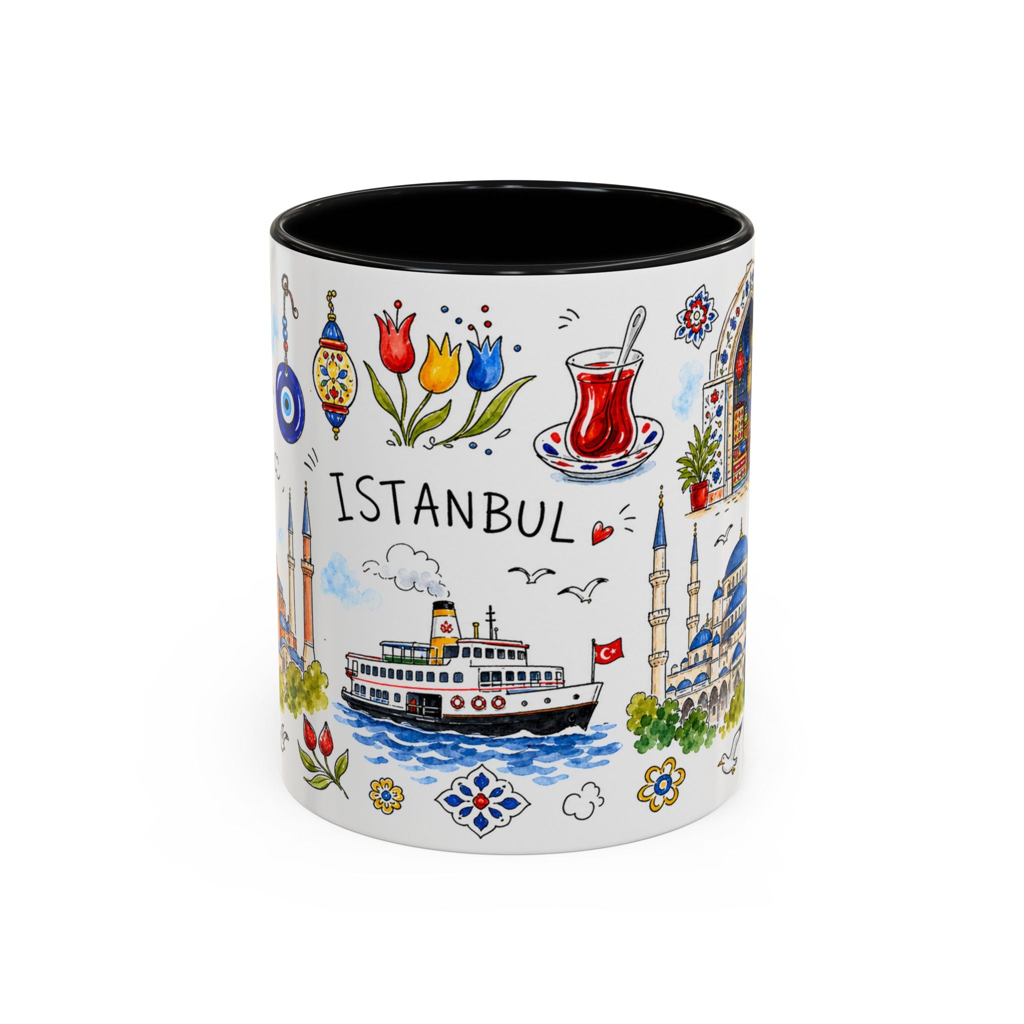 Istanbul Travel Mug | European City Souvenir Accent Coffee Mug | 11oz 15oz Ceramic Cup