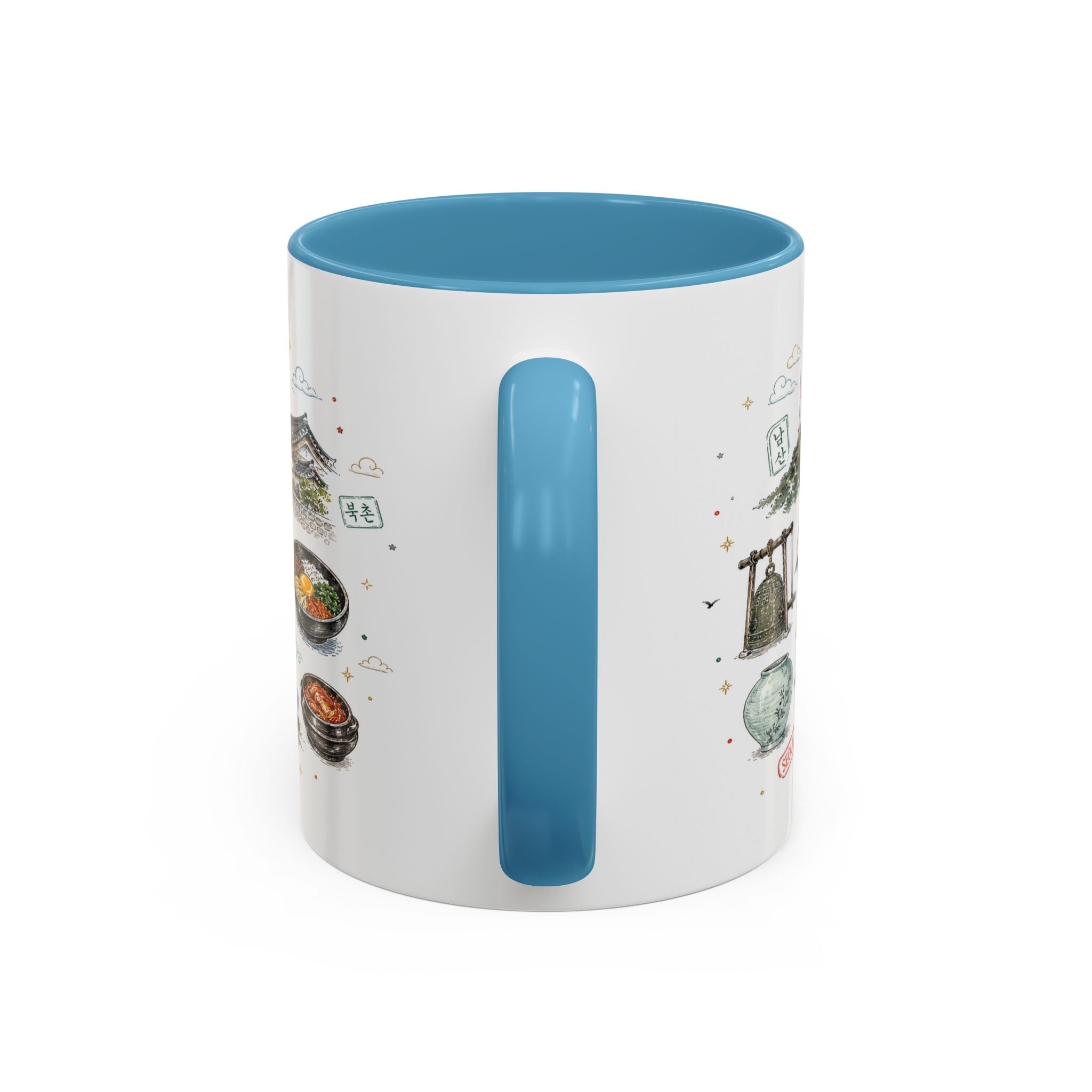Seoul Coffee Mug | Korea Souvenir Travel Gift | Accent Color Ceramic 11oz 15oz