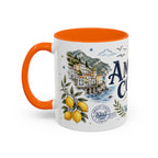 Amalfi Coast Coffee Mug | Travel Destination Souvenir Gift | Accent Color Ceramic 11oz 15oz